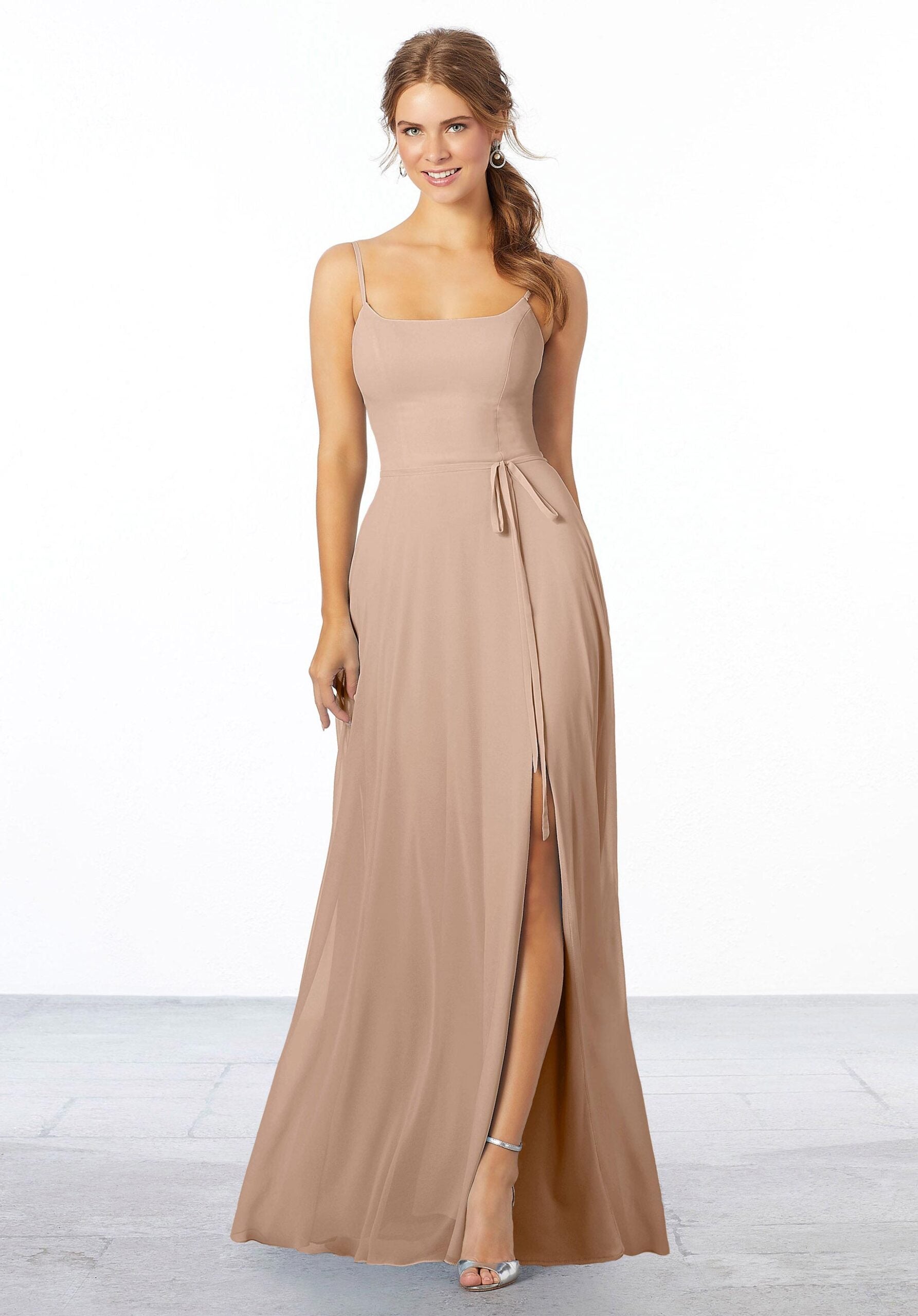 Formal Dresses Long Slit Evening Formal Dress MGNY Madeline Gardner New York 21668 Latte