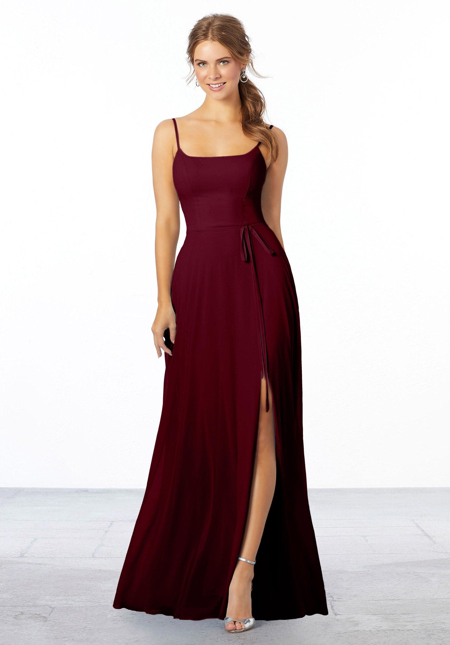 Formal Dresses Long Formal Slit Evening Dress MGNY Madeline Gardner New York 21668 Bordeaux