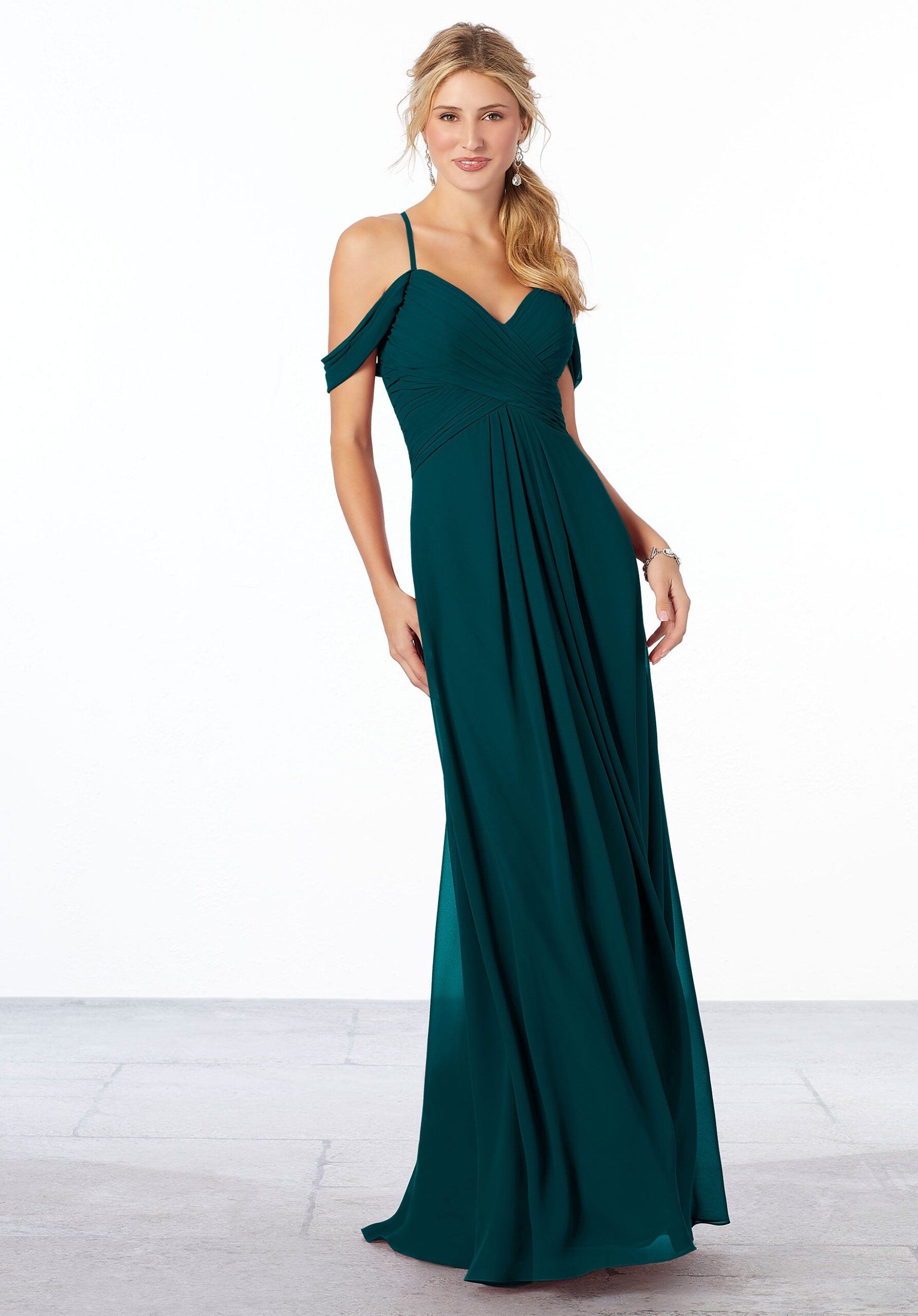 Formal Dresses Long Formal Pleated A Line Dress MGNY Madeline Gardner New York 21671 Teal