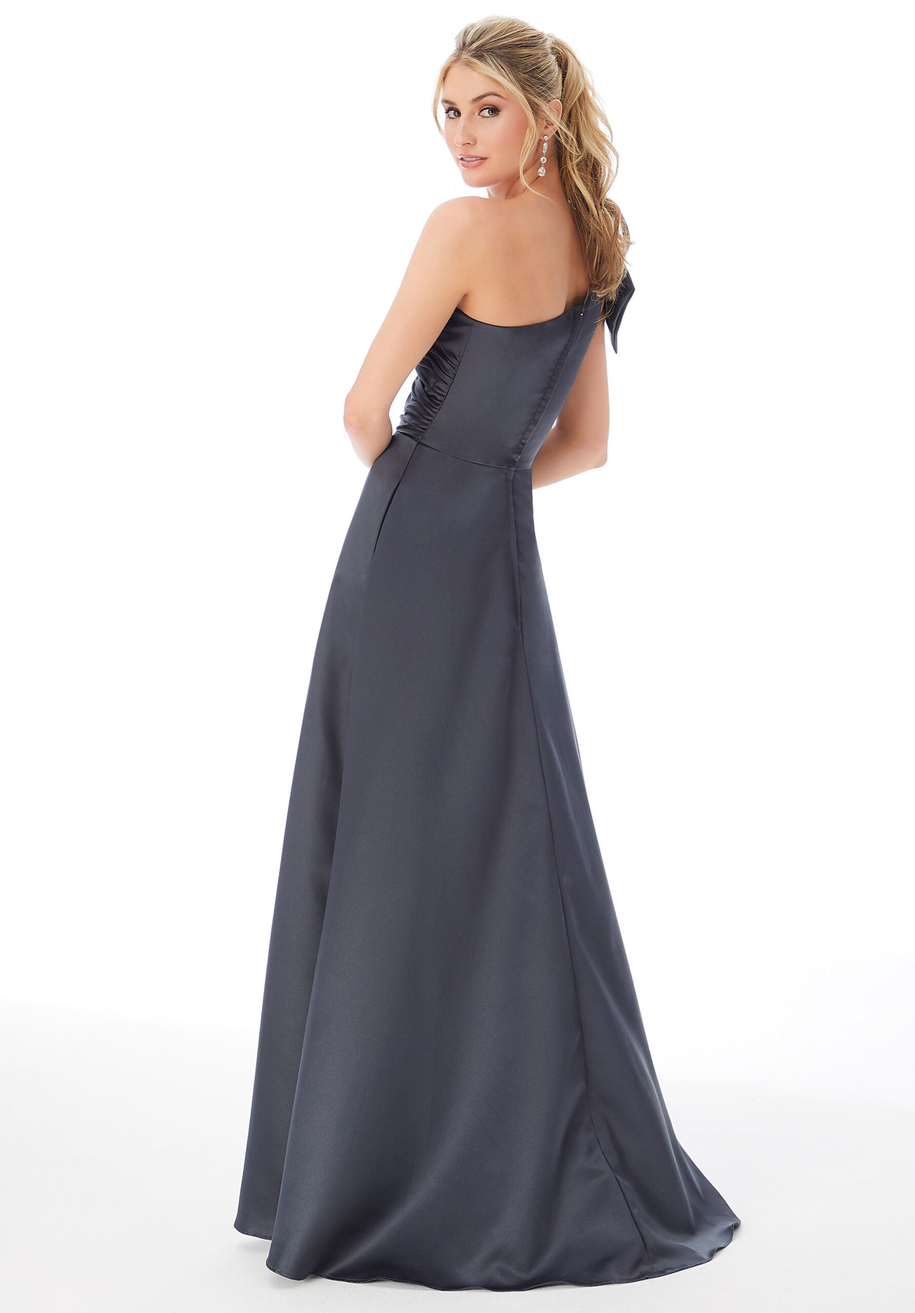 Formal Dresses Long Pleated A Line Formal Evening Dress MGNY Madeline Gardner New York 21682 Charcoal