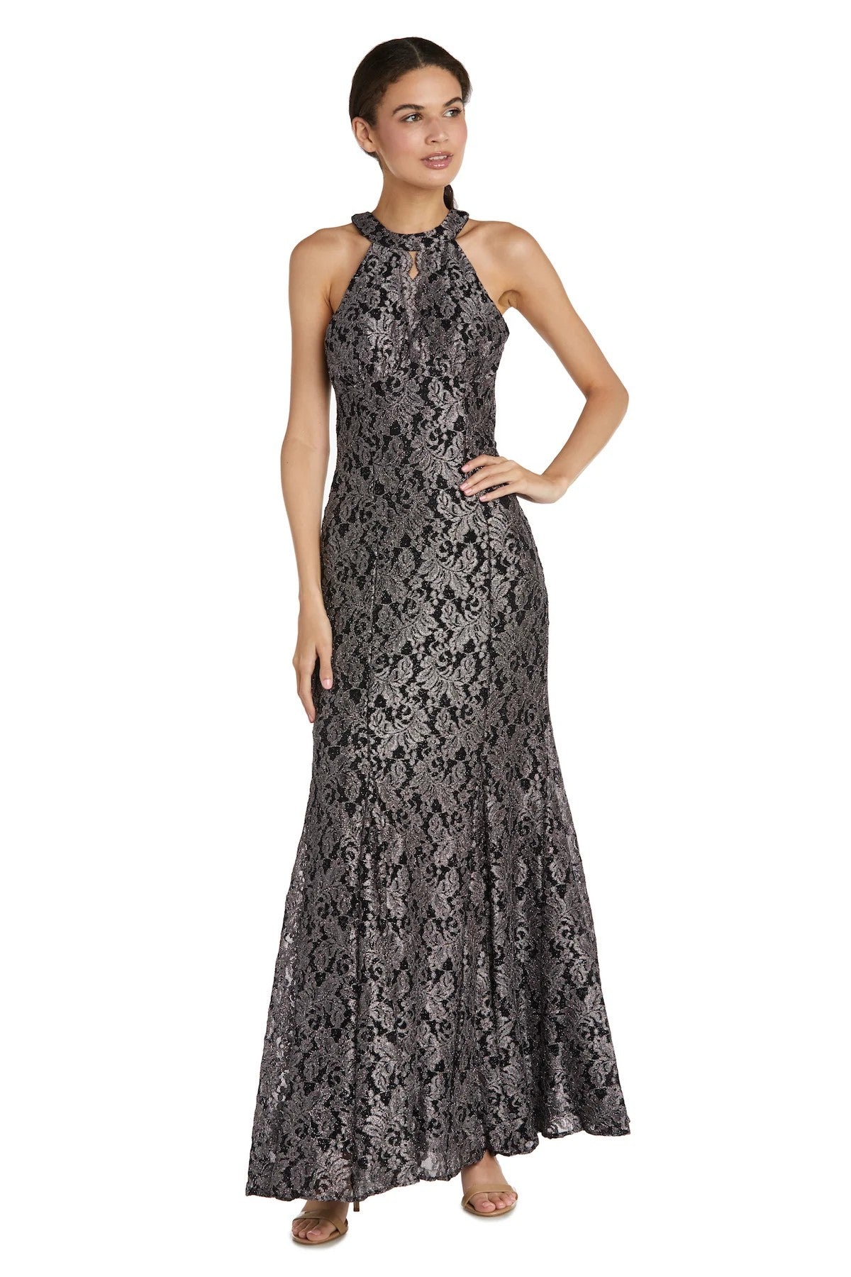 Formal Dresses Long Glitter Formal Evening Petite Dress Black/Taupe