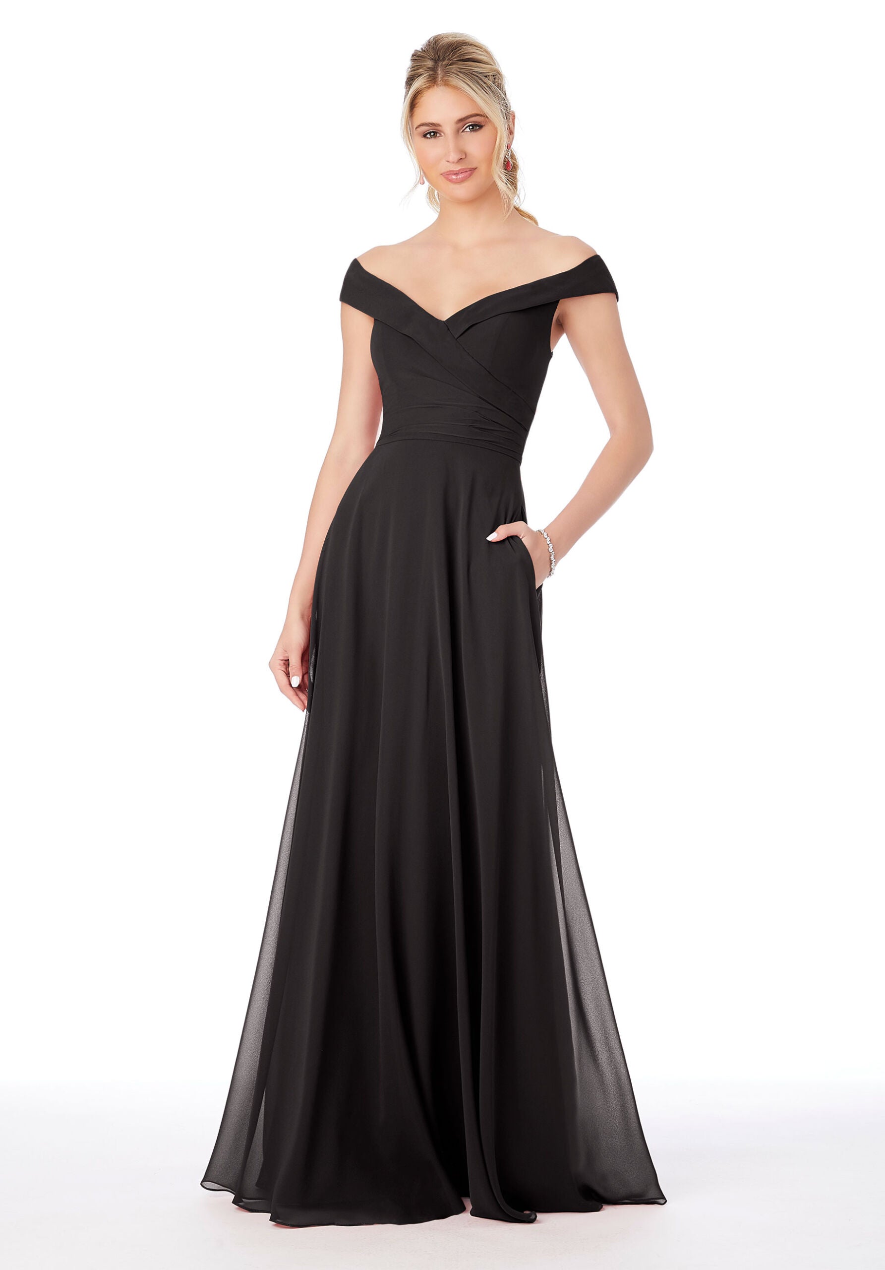 Formal Dresses Long Formal A Line Dress MGNY Madeline Gardner New York 21692 Black