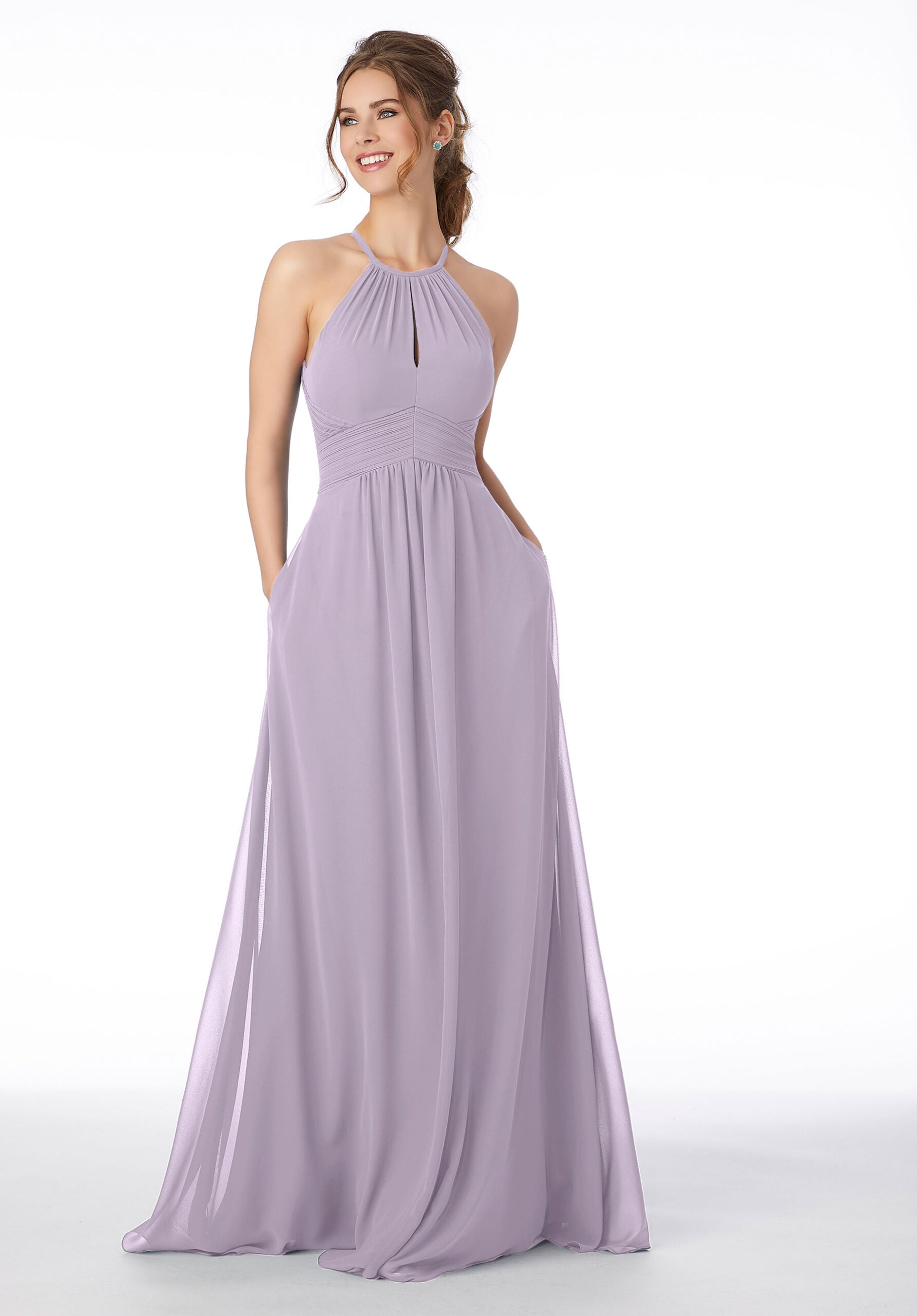 Formal Dresses Pleated Long Formal A Line Dress MGNY Madeline Gardner New York 21695 Violet