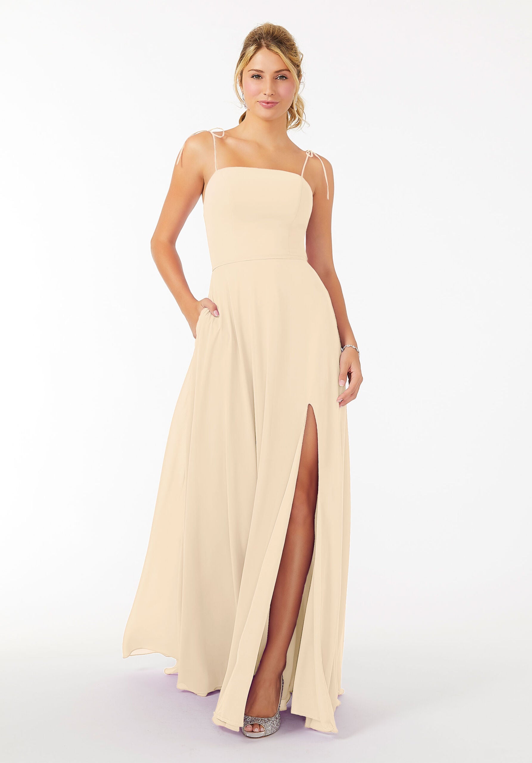 Formal Dresses Long Slit Formal Dress MGNY Madeline Gardner New York 21705 Buttercream