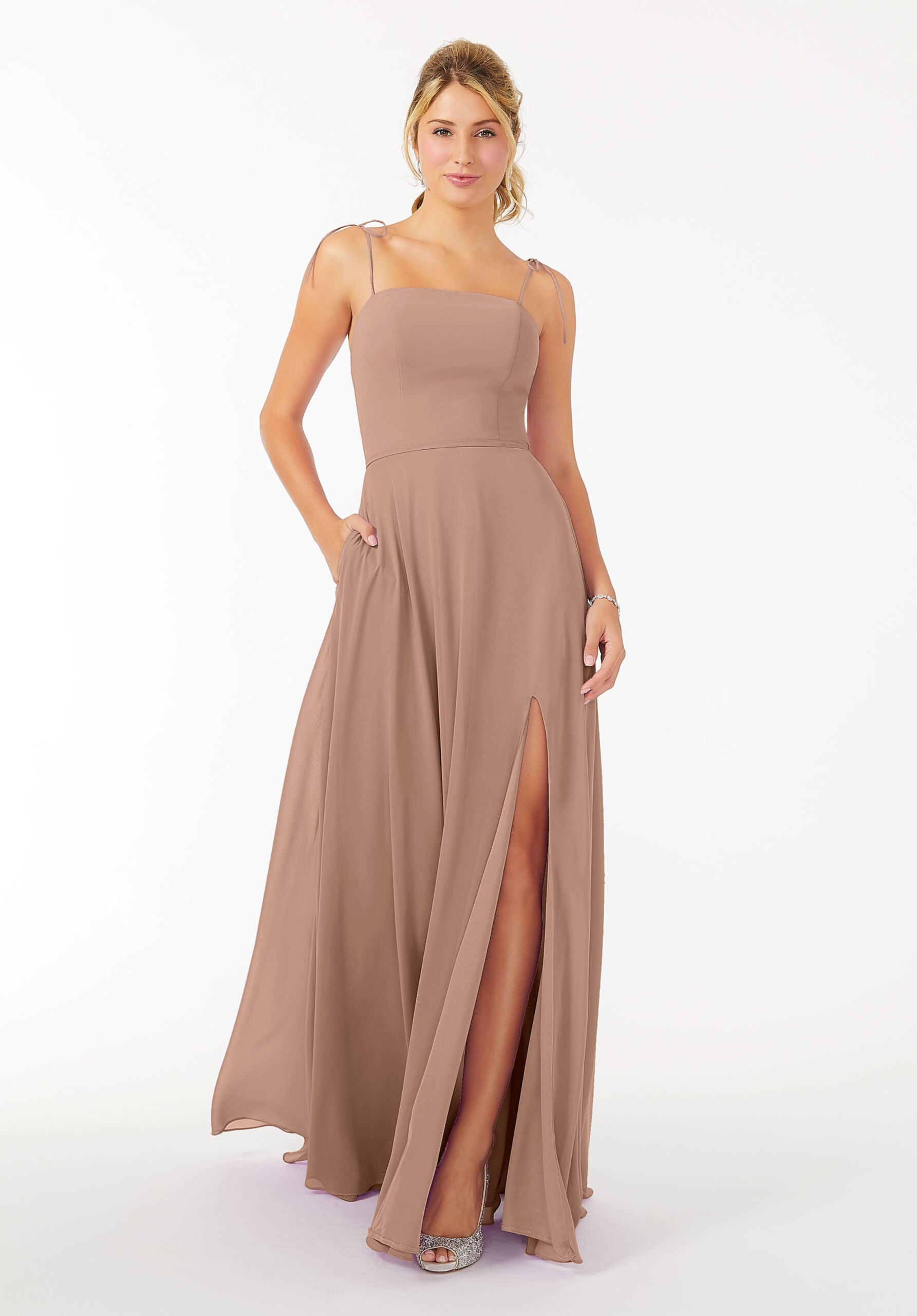 Formal Dresses Formal Slit Long Dress MGNY Madeline Gardner New York 21705 Fawn