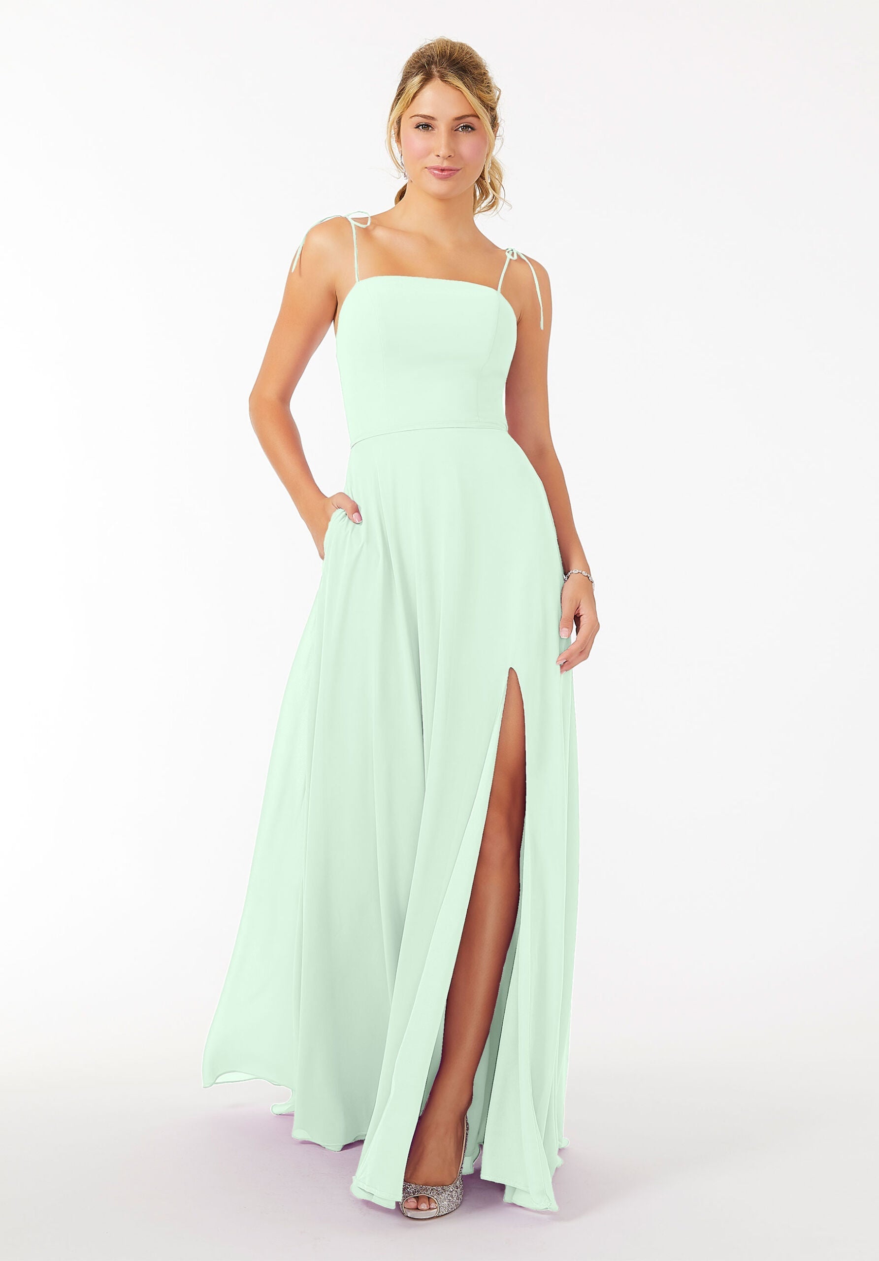 Formal Dresses Slit Formal Long Dress MGNY Madeline Gardner New York 21705 Sea Glass