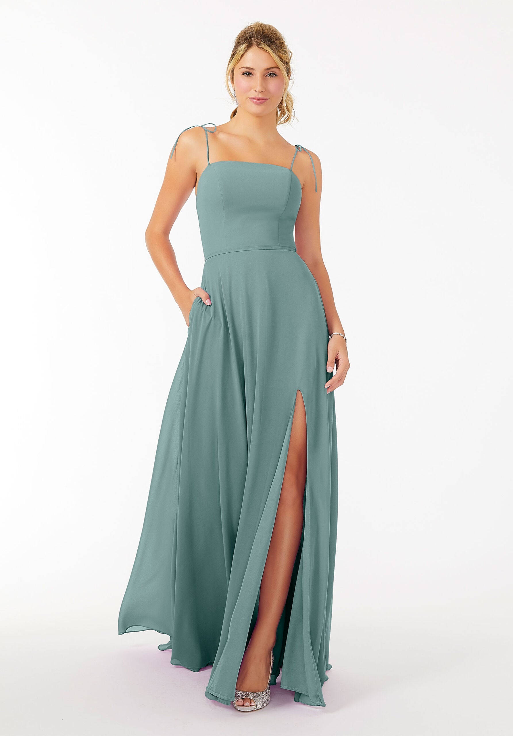 Formal Dresses Formal Long Slit Dress MGNY Madeline Gardner New York 21705 Deep Sea