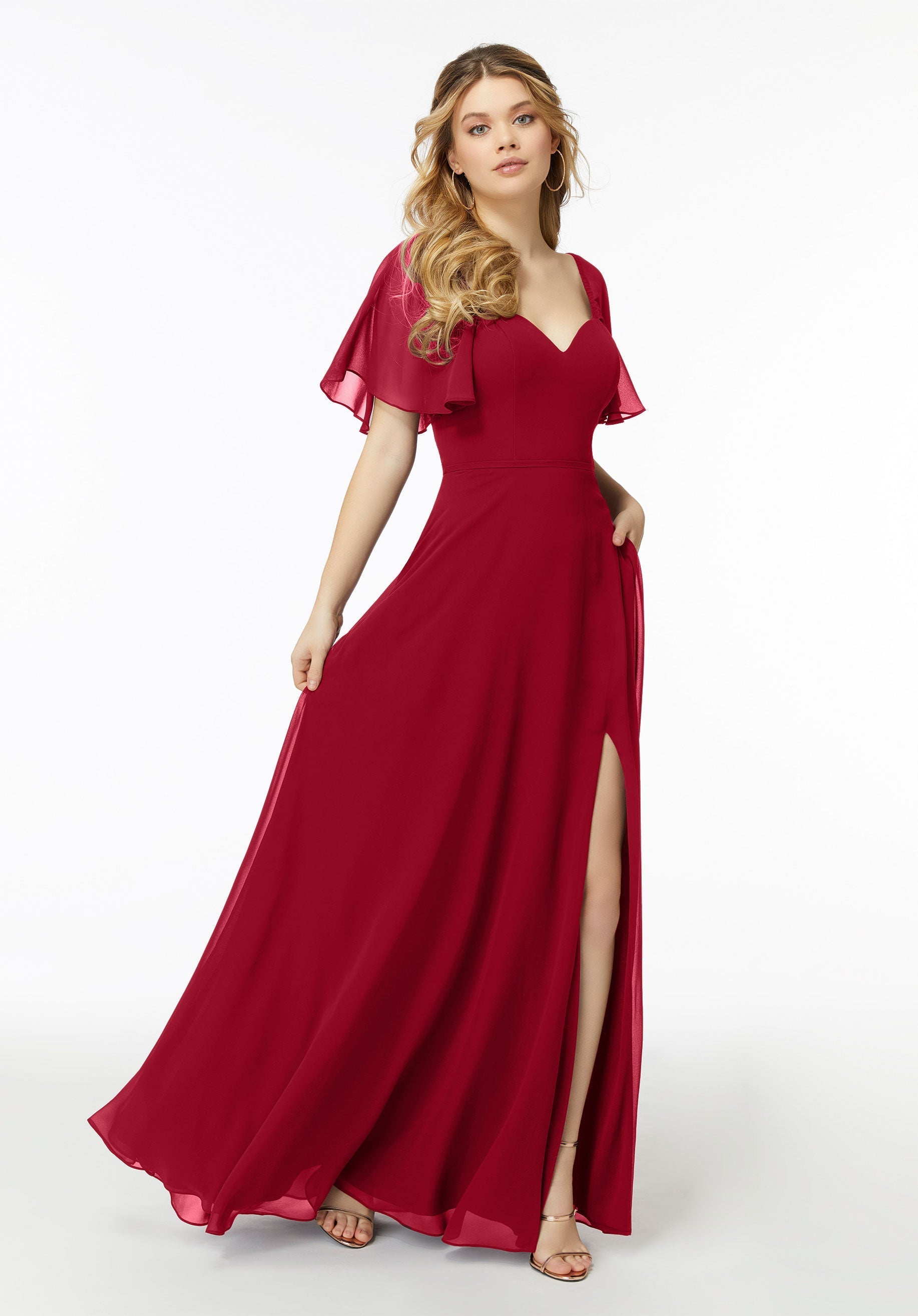 Formal Dresses Long A Line Formal Slit Dress MGNY Madeline Gardner New York 21722 Claret