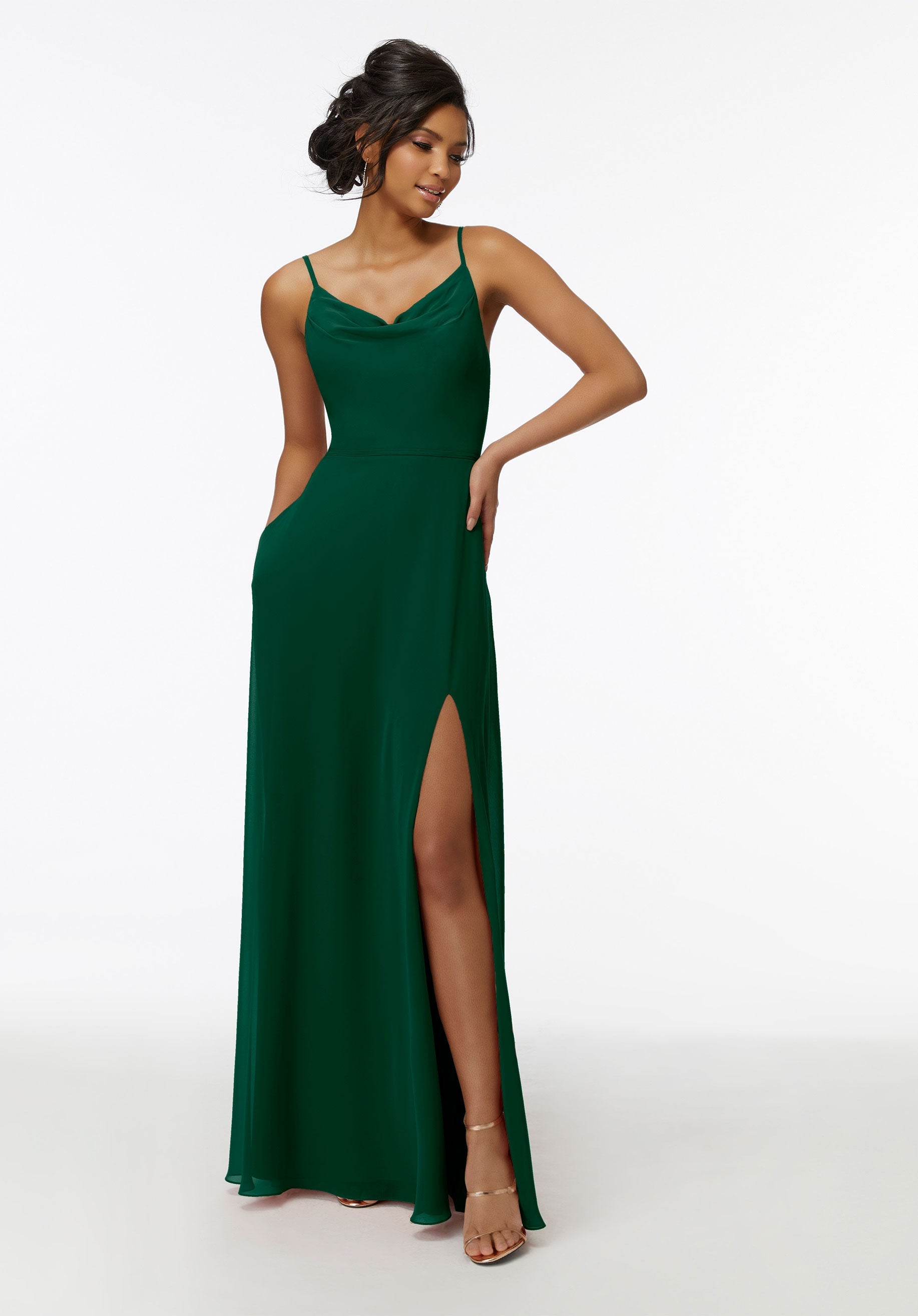 Formal Dresses Formal Long A Line Slit Dress MGNY Madeline Gardner New York 21732 Emerald
