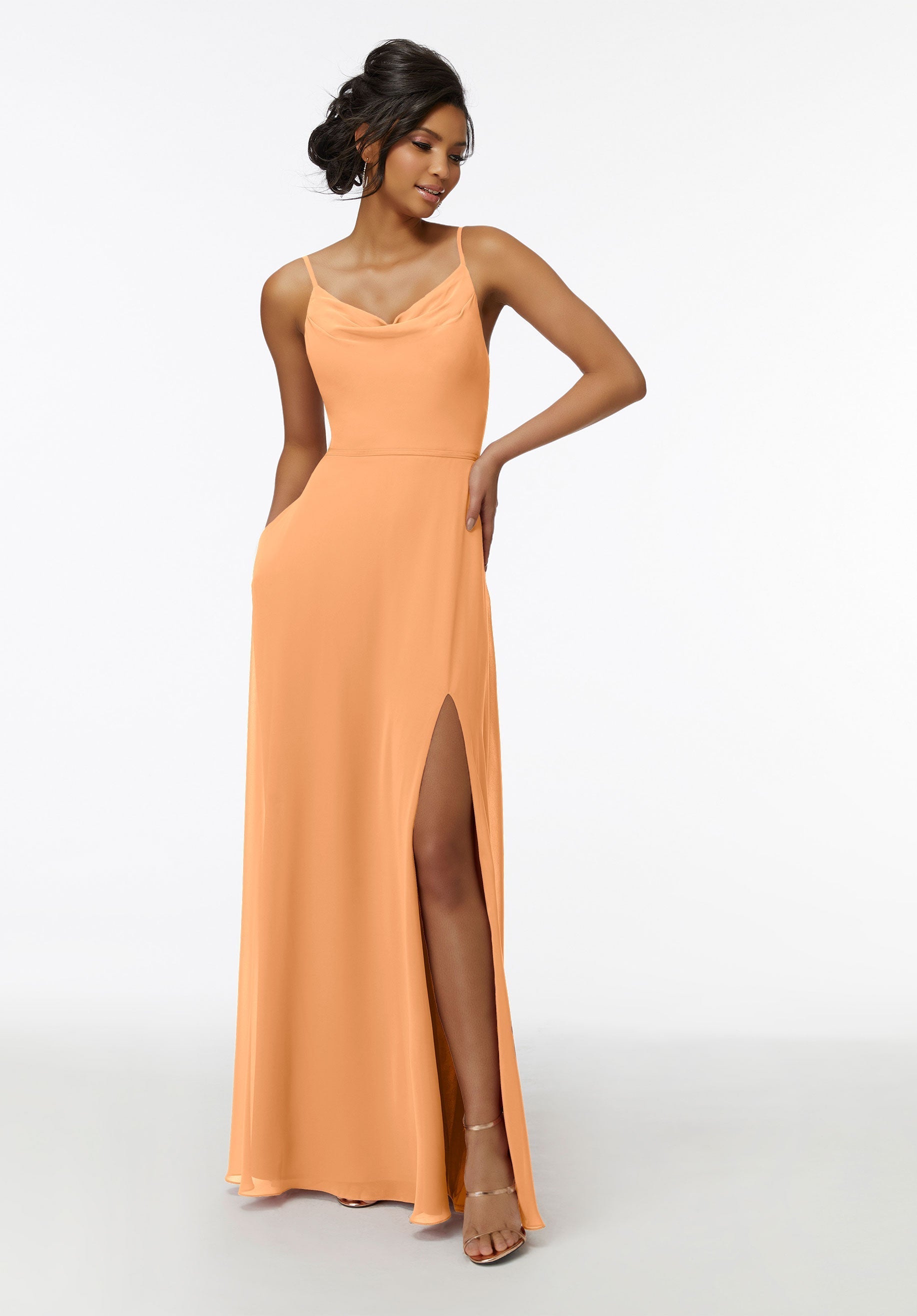 Formal Dresses Formal Slit Long A Line Dress MGNY Madeline Gardner New York 21732 Sorbet