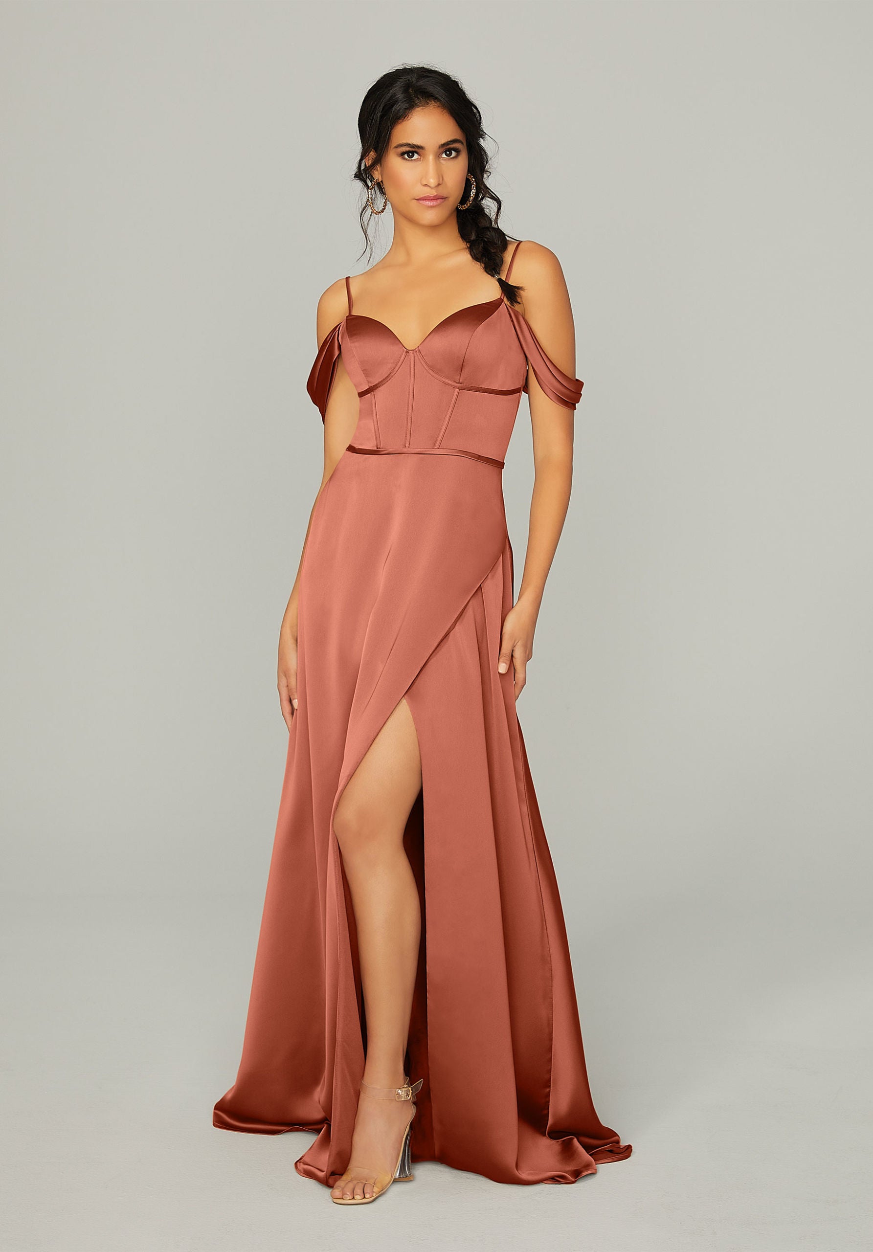 Formal Dresses Formal Long Slit A Line Dress MGNY Madeline Gardner New York 21751 Spice