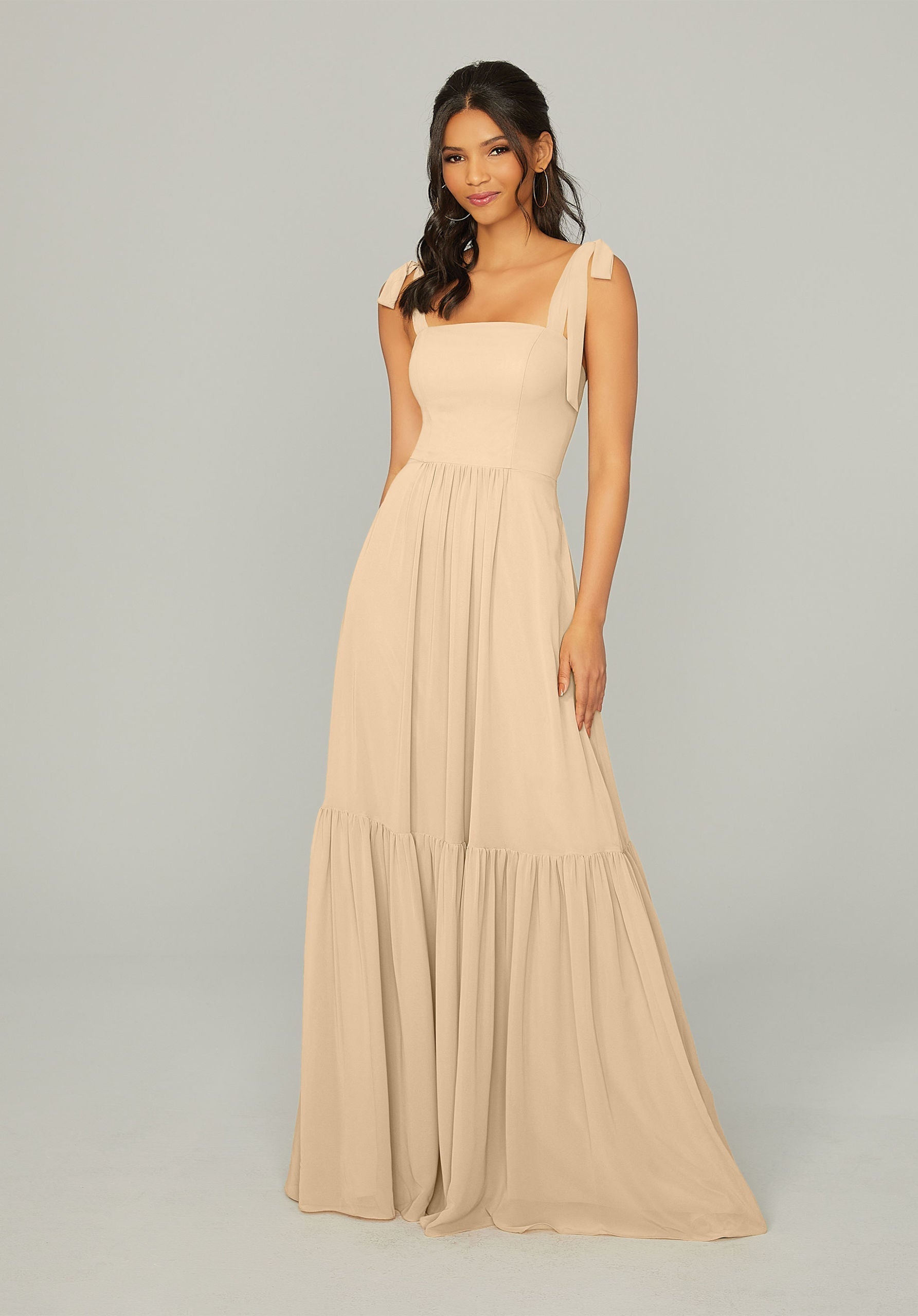 Formal Dresses Long Ruffle Formal Evening Dress MGNY Madeline Gardner New York 21753 Champagne