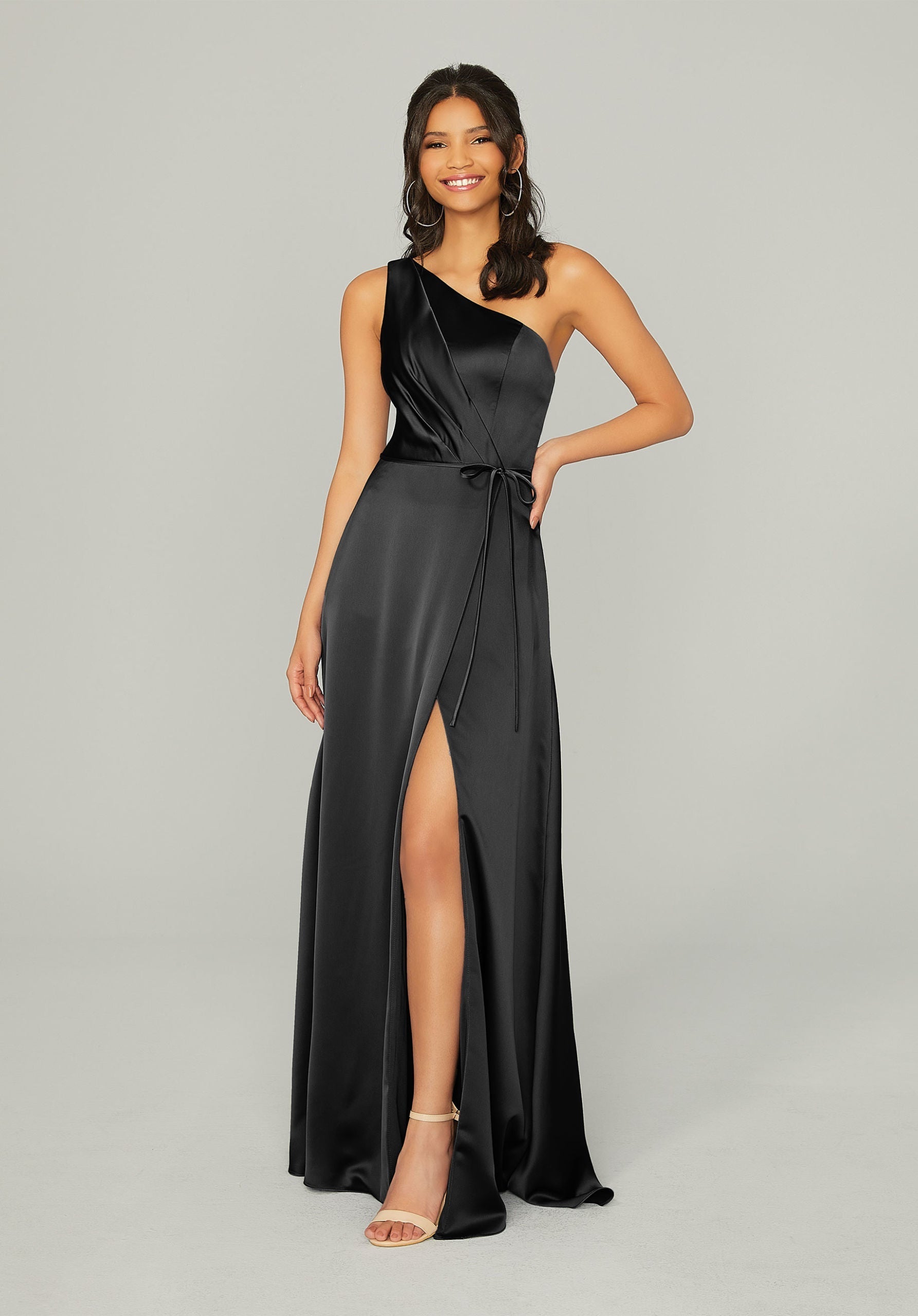 Formal Dresses A Line Long Pleated Formal Dress MGNY Madeline Gardner New York 21754 Black