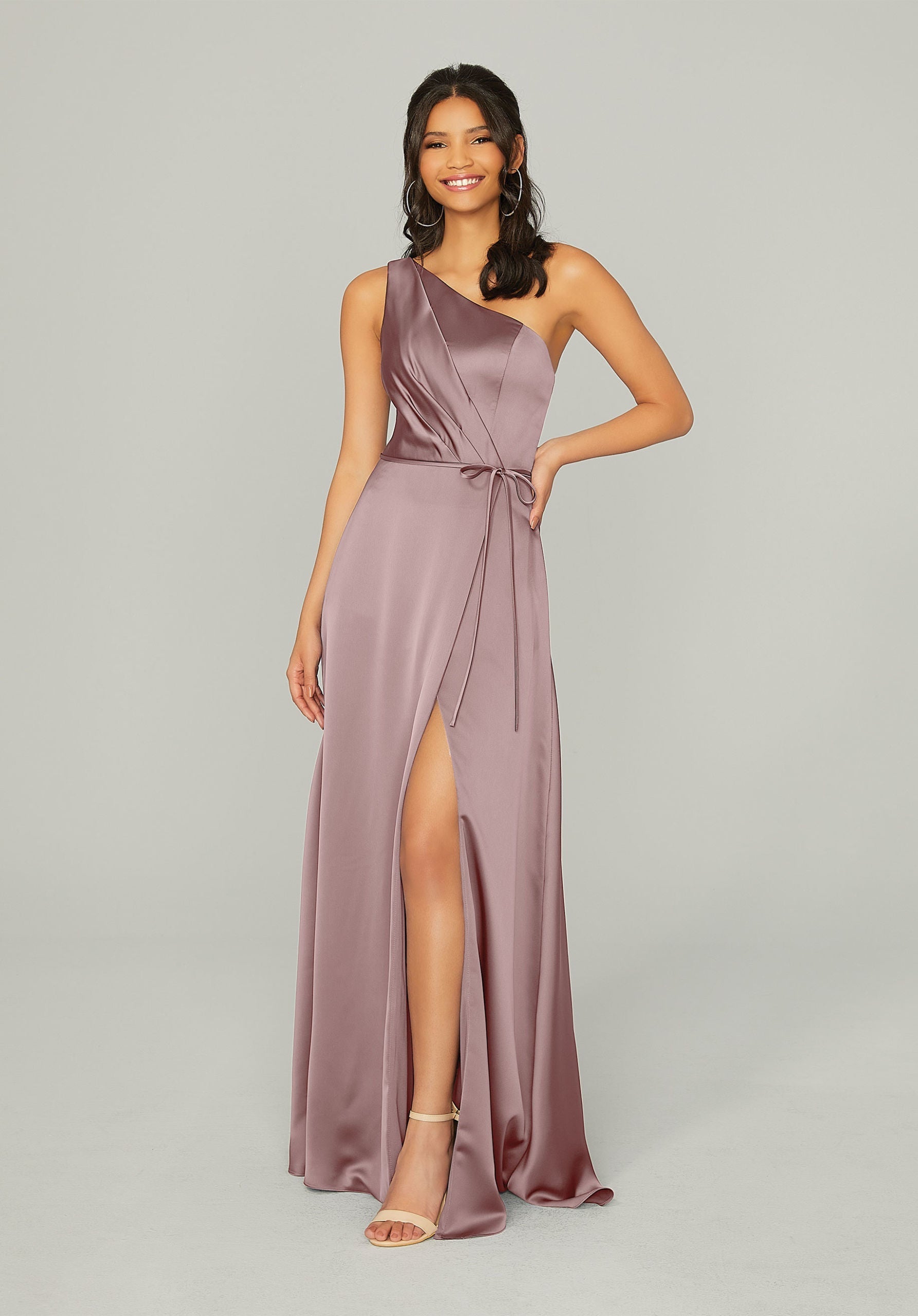 Formal Dresses A Line Long Pleated Formal Dress MGNY Madeline Gardner New York 21754 Desert Rose