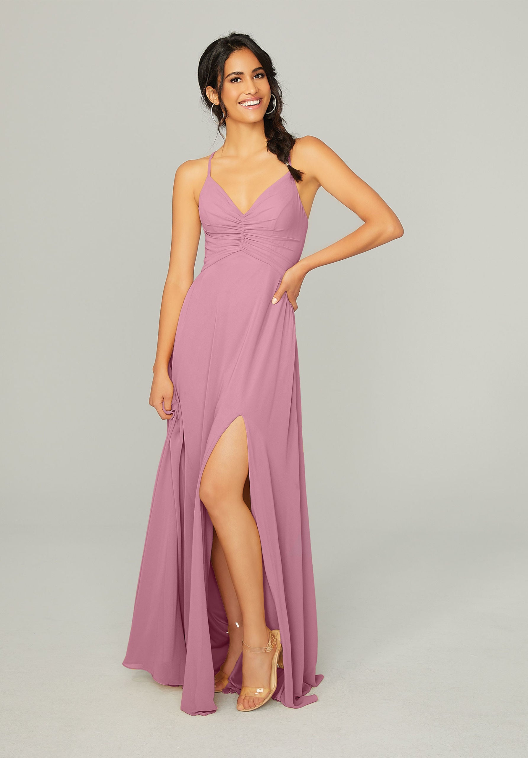 Formal Dresses A Line Long Formal Slit Dress MGNY Madeline Gardner New York 21755 Bloom