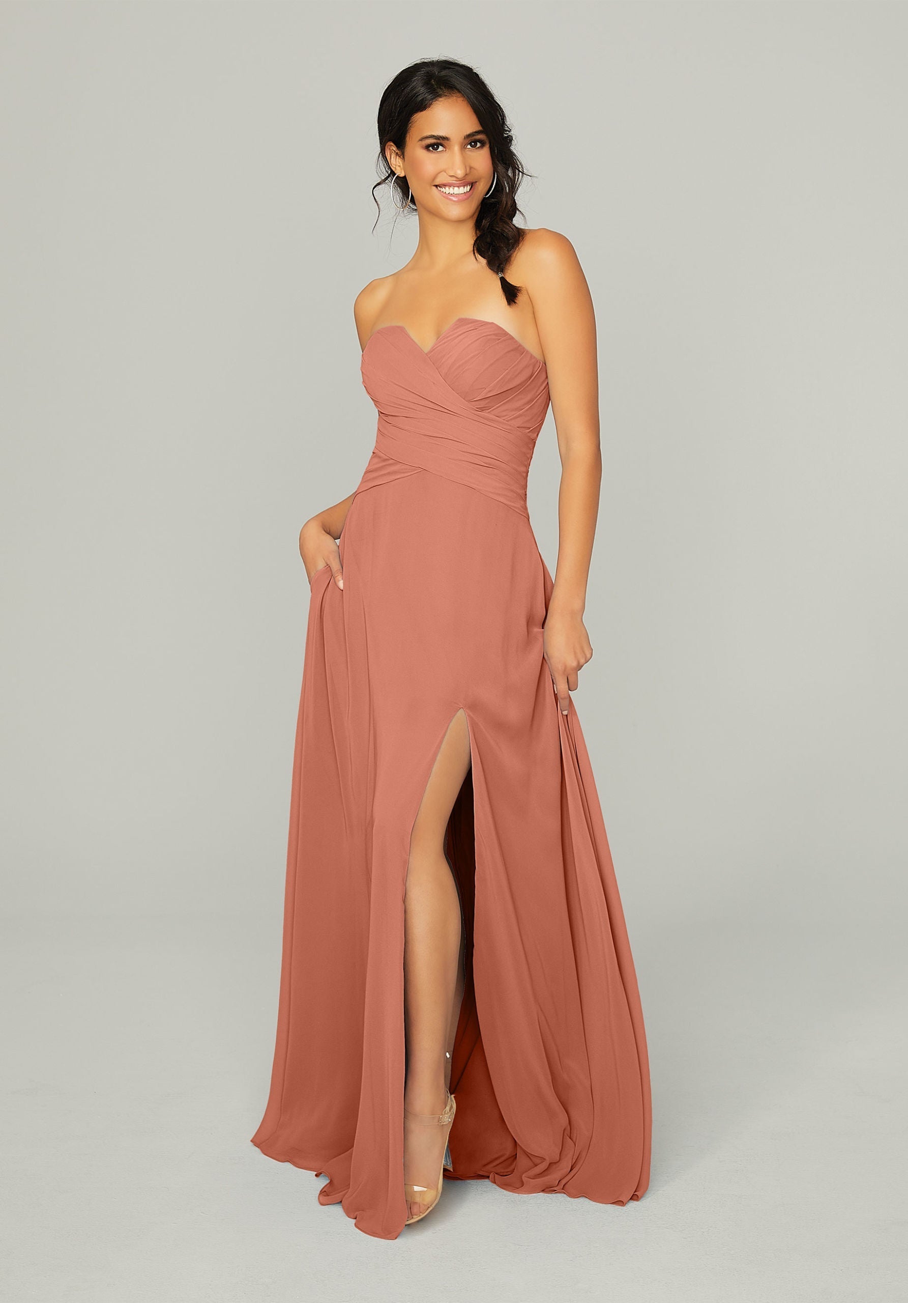 Formal Dresses Slit Formal Long Evening Dress MGNY Madeline Gardner New York 21756 Spice