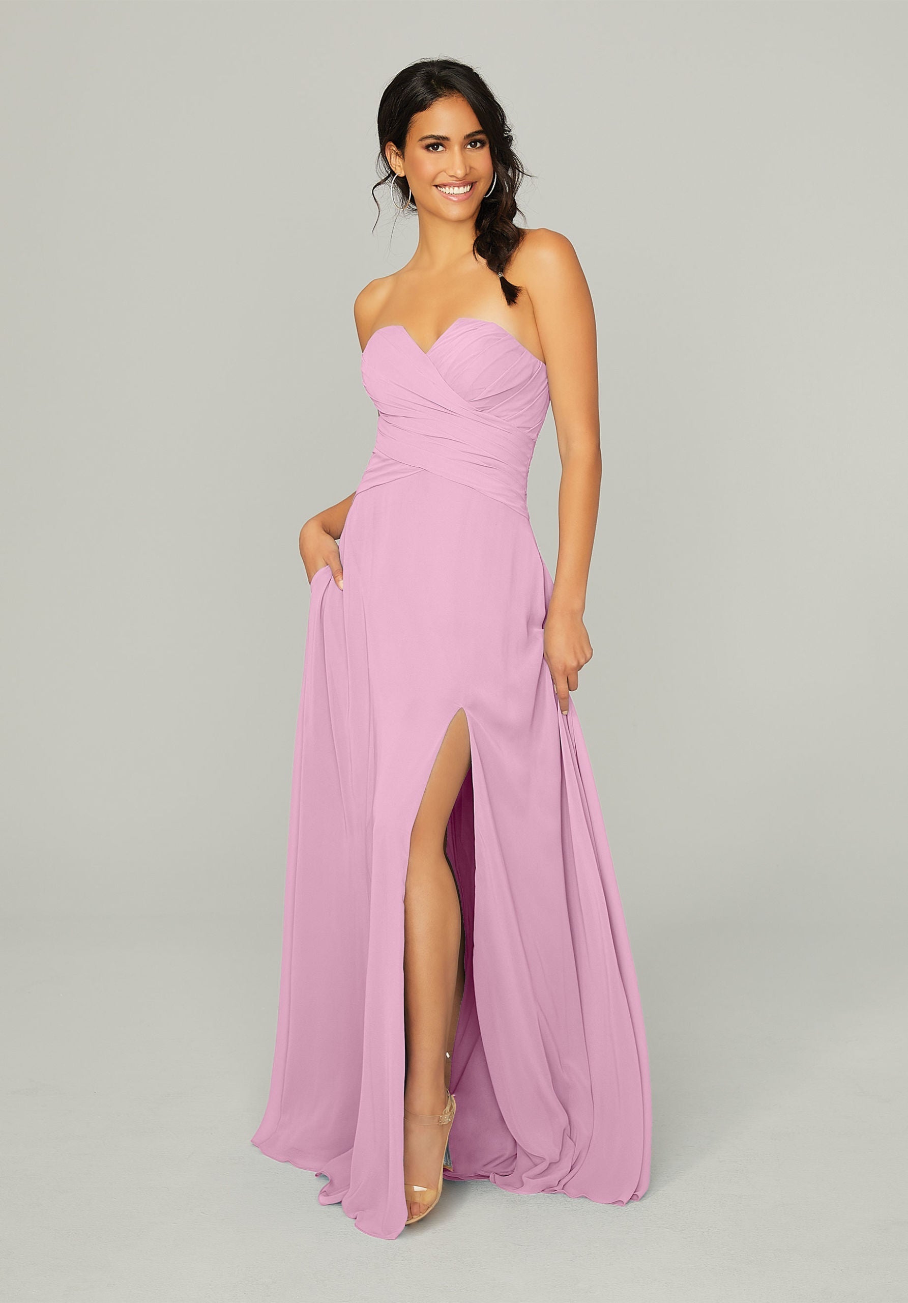 Formal Dresses Slit Long A Line Formal Dress MGNY Madeline Gardner New York 21756 Peony