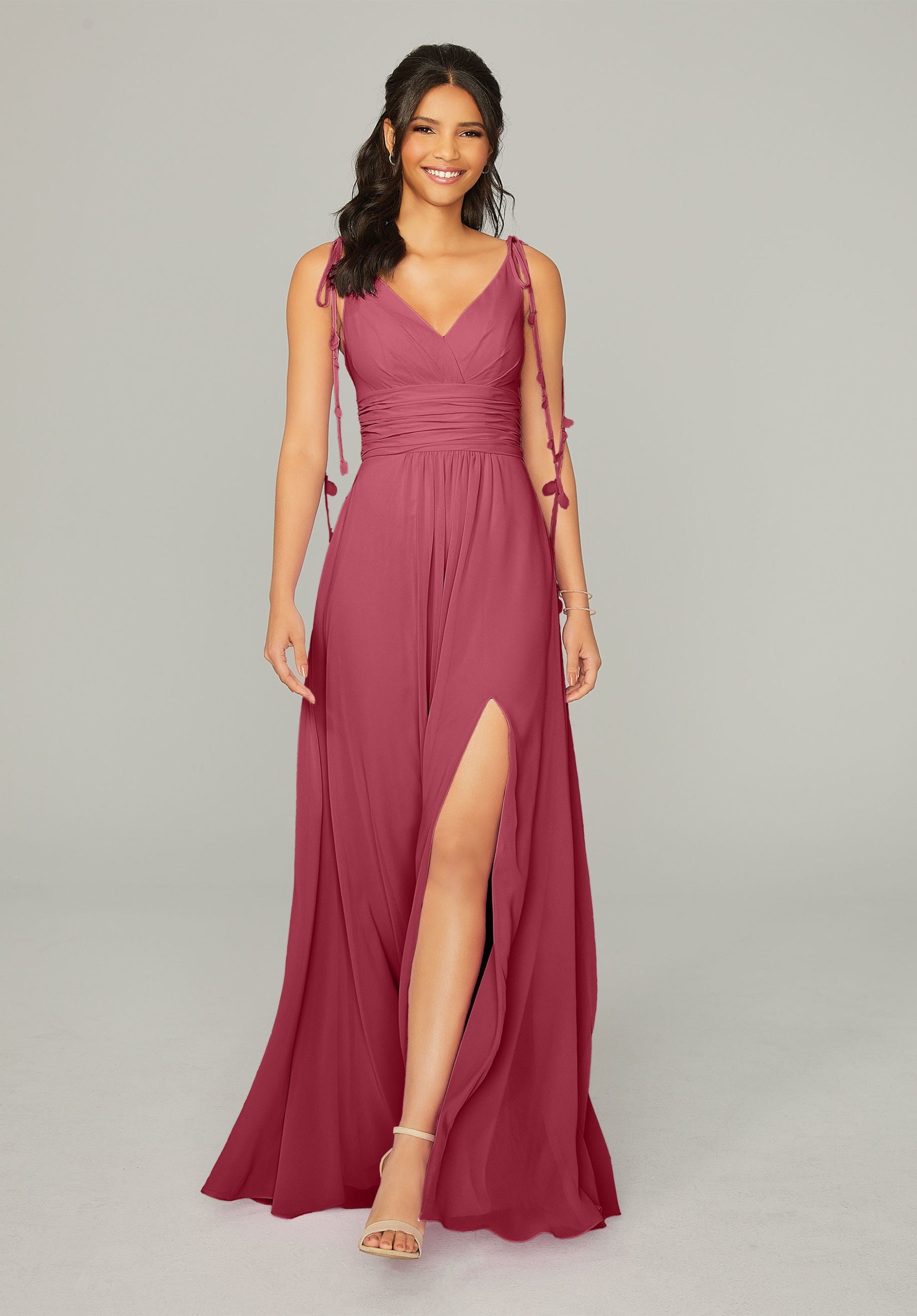 Formal Dresses A Line Formal Long Slit Dress MGNY Madeline Gardner New York 21759 Rosewood