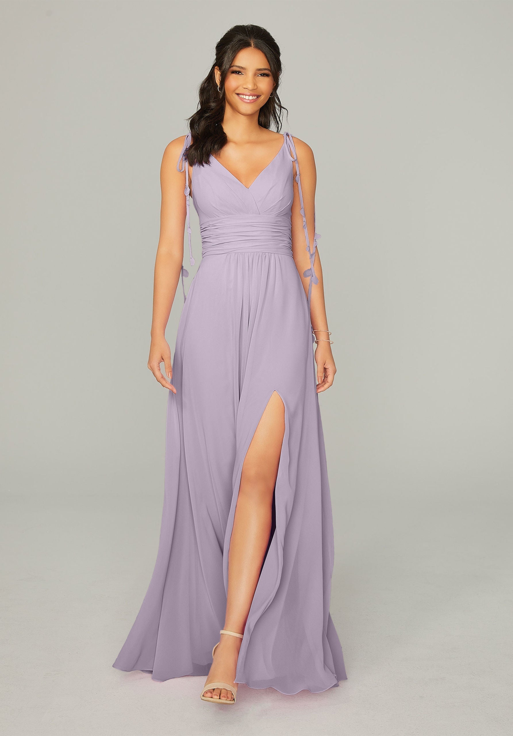 Formal Dresses A Line Long Formal Slit Dress MGNY Madeline Gardner New York 21759 French Lilac