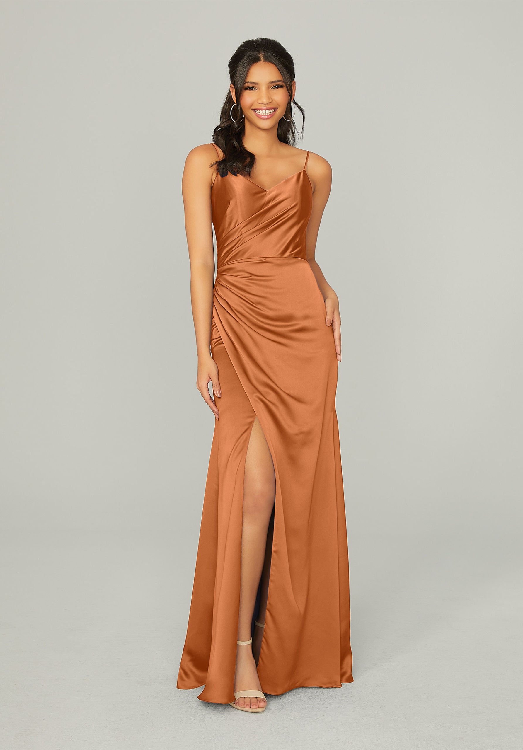 Formal Dresses Formal A Line Long Slit Dress MGNY Madeline Gardner New York 21761 Bronze