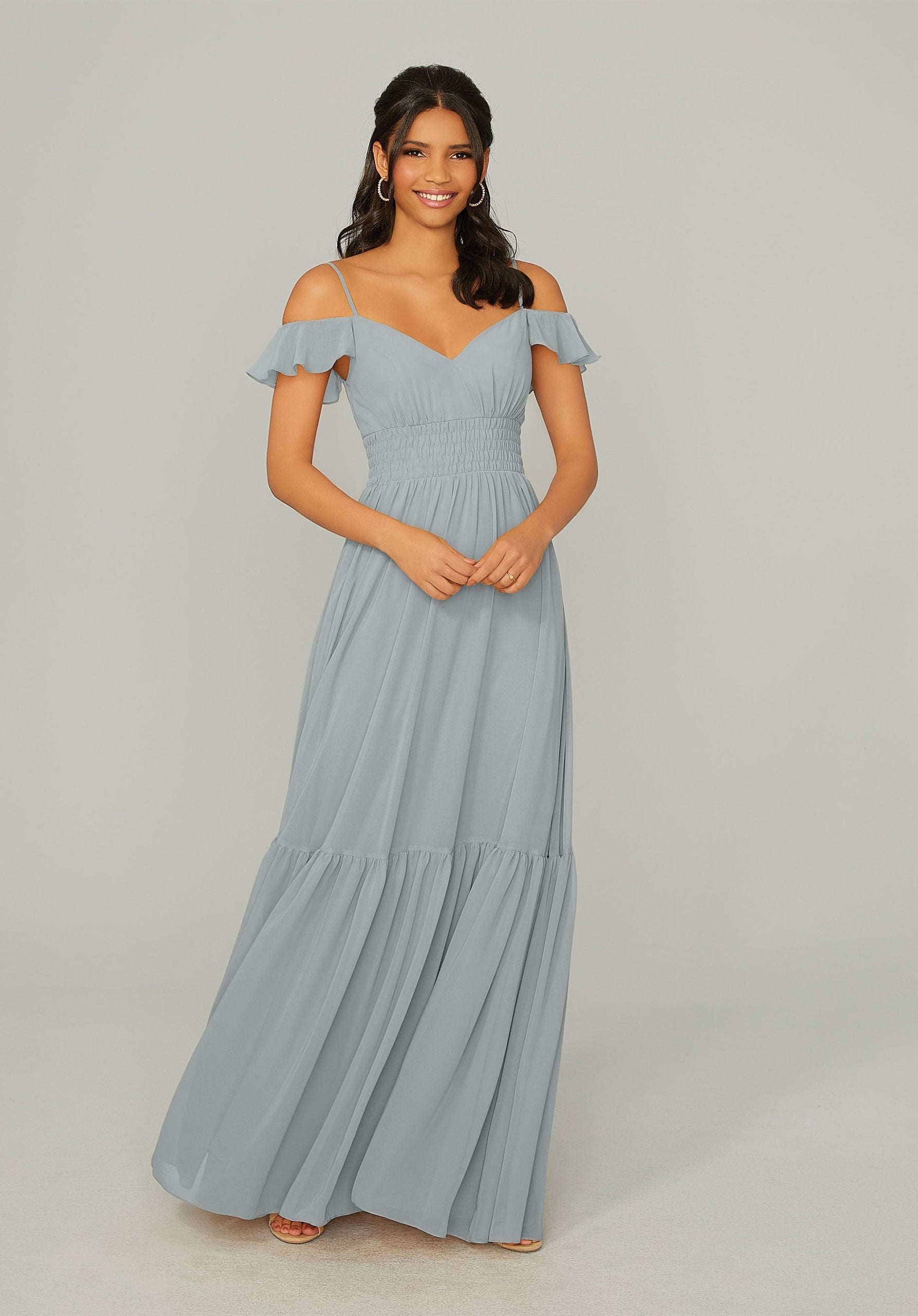 Formal Dresses Long Ruffle A Line Formal Dress MGNY Madeline Gardner New York 21768 Dove