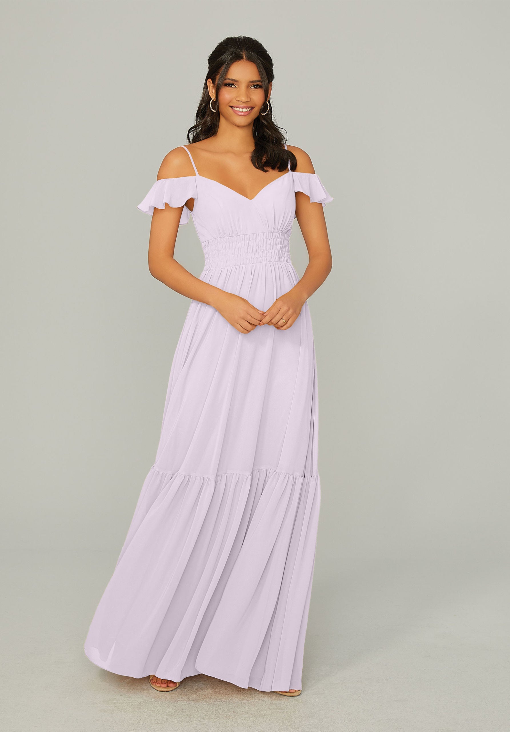 Formal Dresses Ruffle Long A Line Formal Dress MGNY Madeline Gardner New York 21768 Wisteria