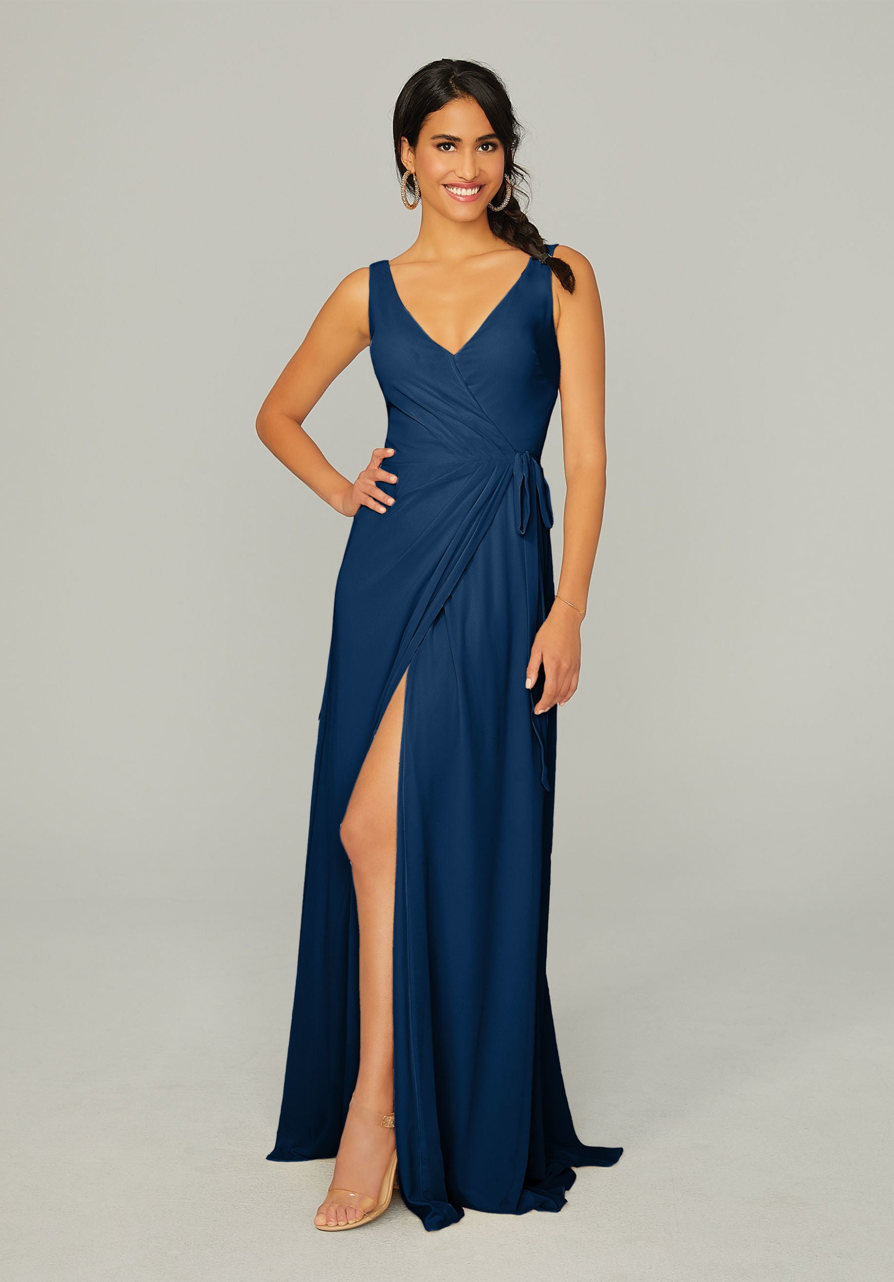 Formal Dresses Slit Long Formal Dress MGNY Madeline Gardner New York 21771 Sapphire