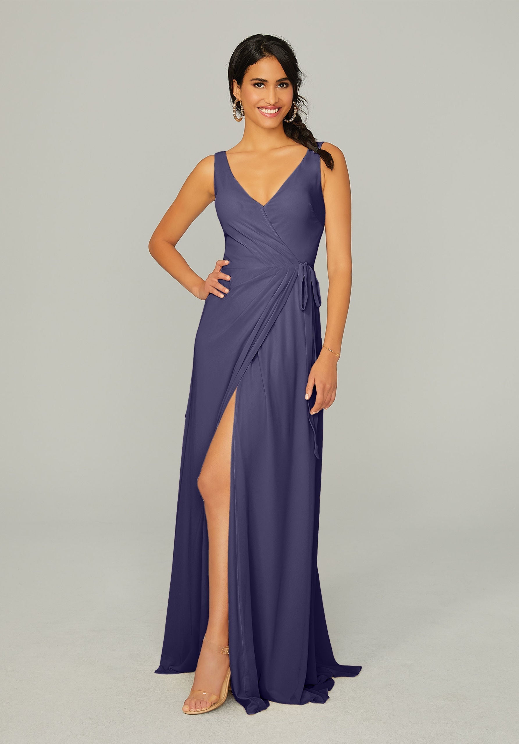 Formal Dresses Slit Long Formal Dress MGNY Madeline Gardner New York 21771 Storm