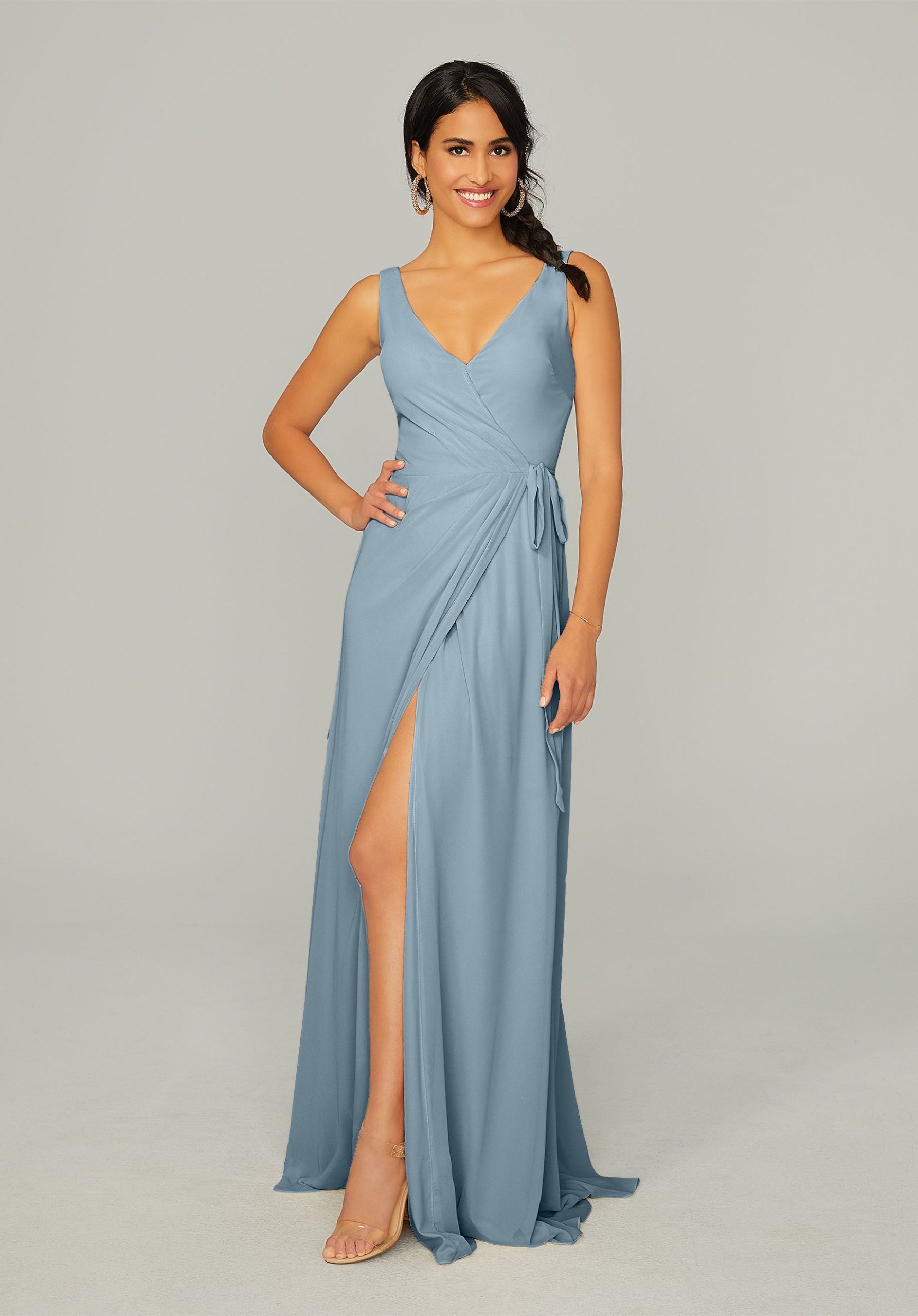 Formal Dresses Slit Long Formal Dress MGNY Madeline Gardner New York 21771 Slate