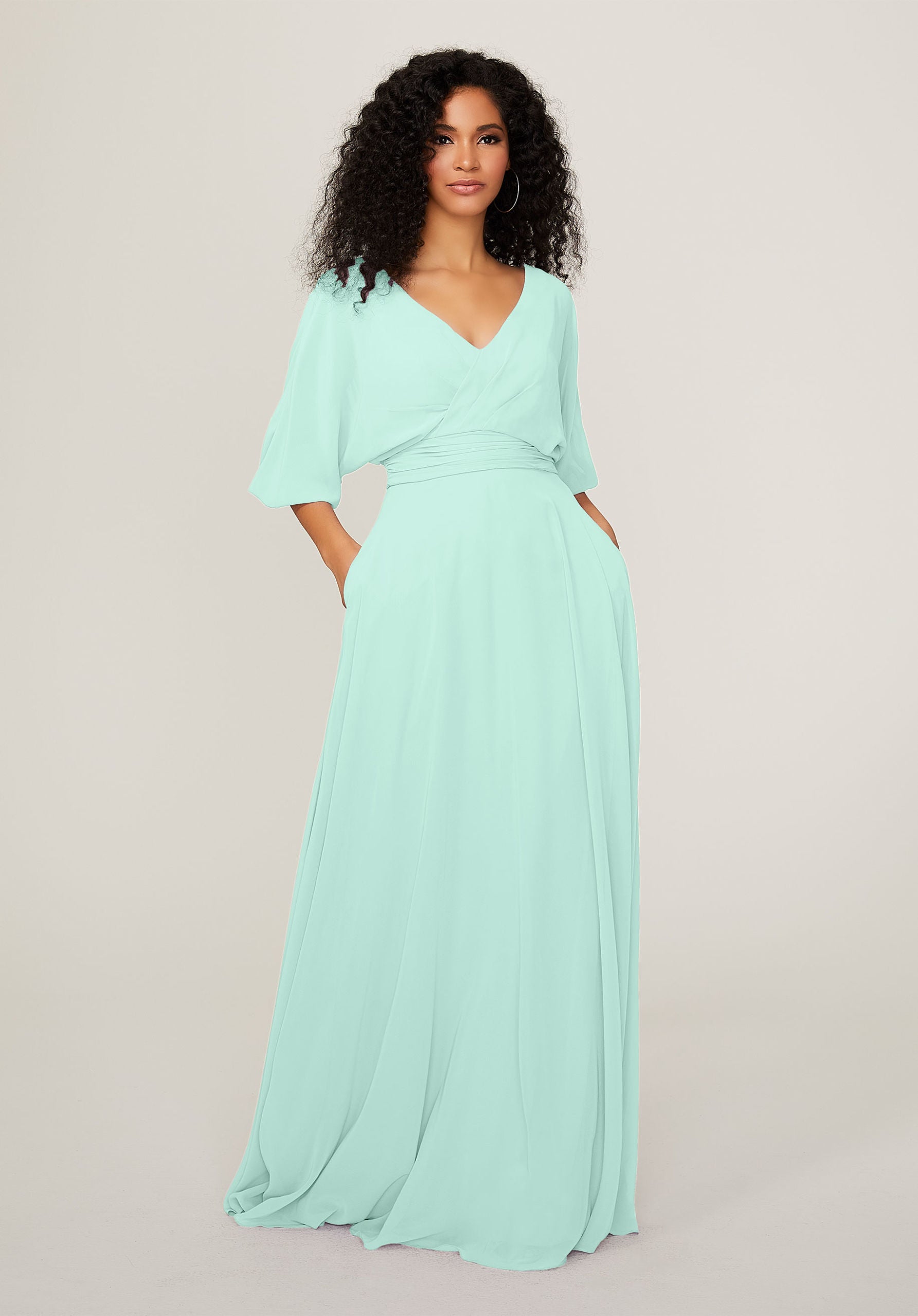 Formal Dresses A Line Long Formal Pleated Dress MGNY Madeline Gardner New York 21792 Mint