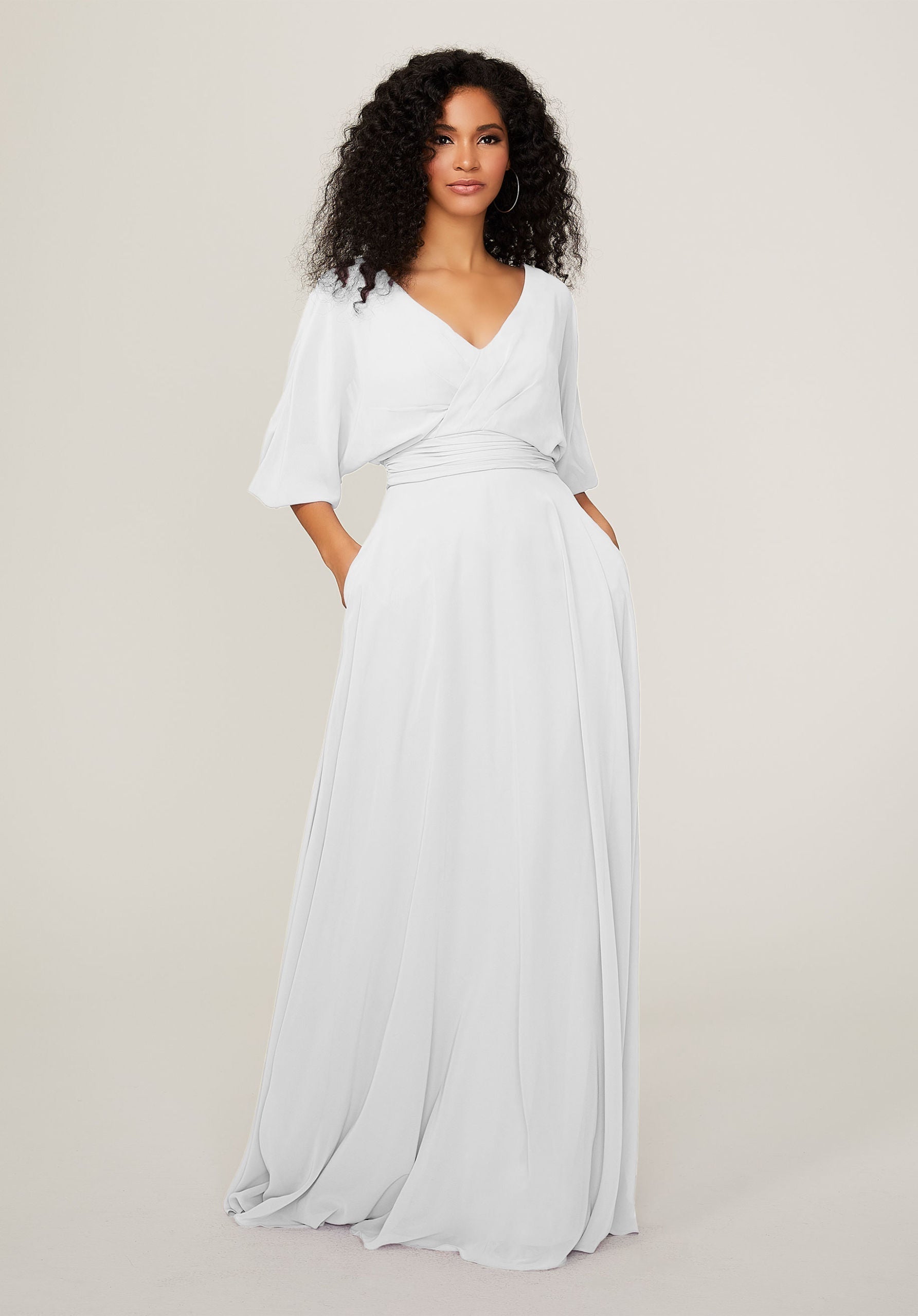 Wedding Dresses Long Pleated A Line Wedding Dress MGNY Madeline Gardner New York 21792 White