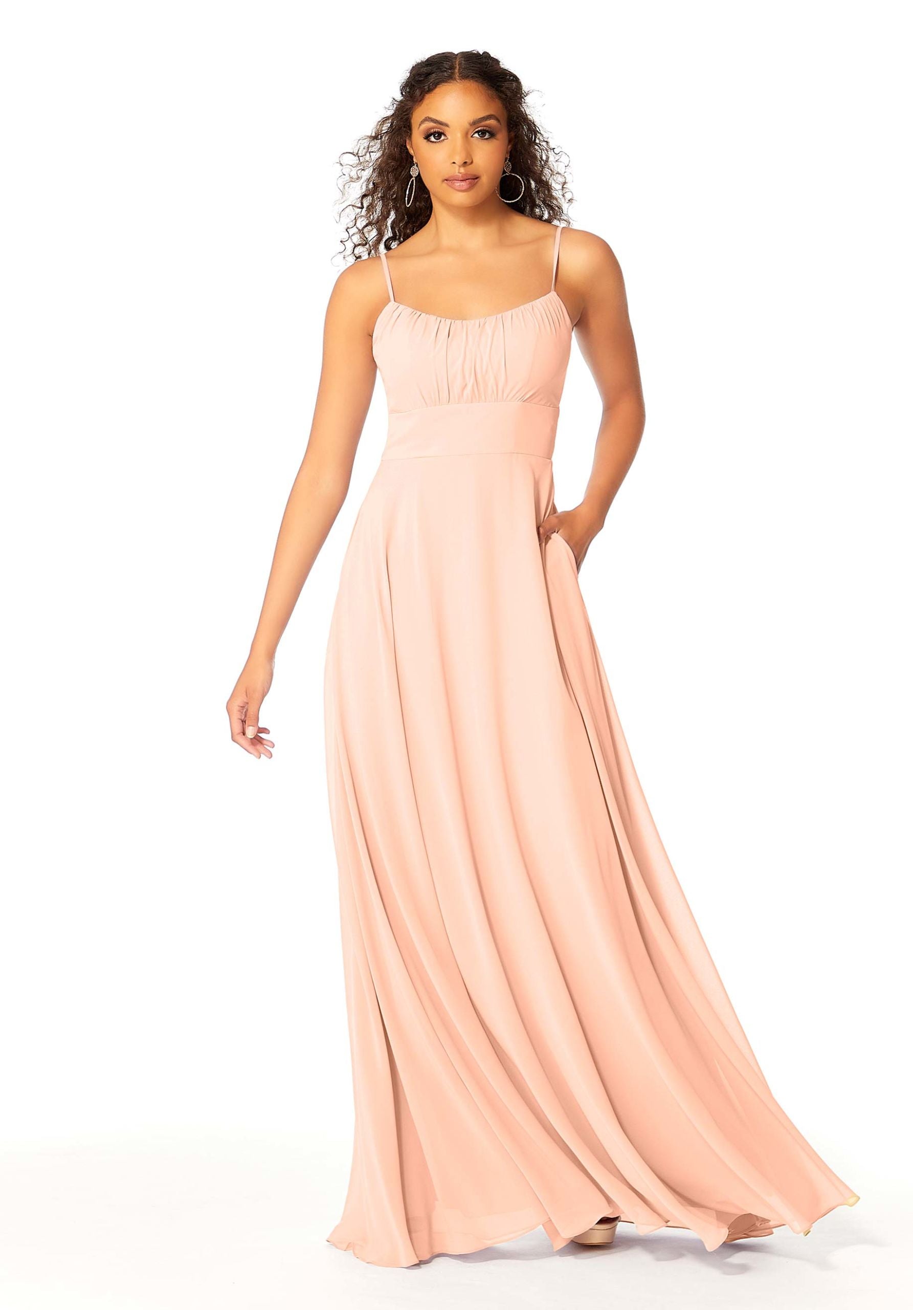 Formal Dresses Evening Pleated Long Formal A Line Dress MGNY Madeline Gardner New York 21803 Blush.