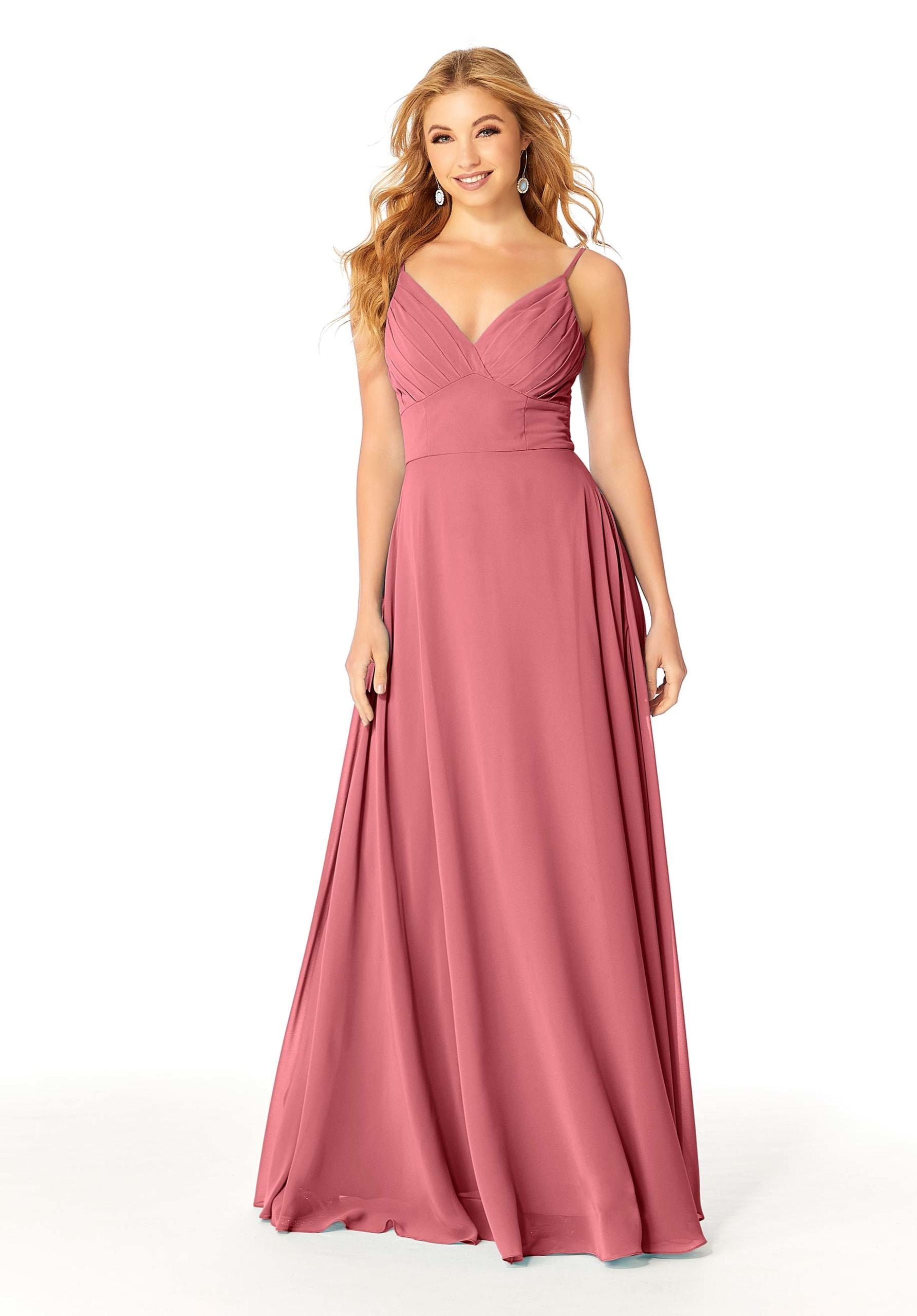 Formal Dresses A Line Pleated Long Evening Formal Dress MGNY Madeline Gardner New York 21807 Rosewood