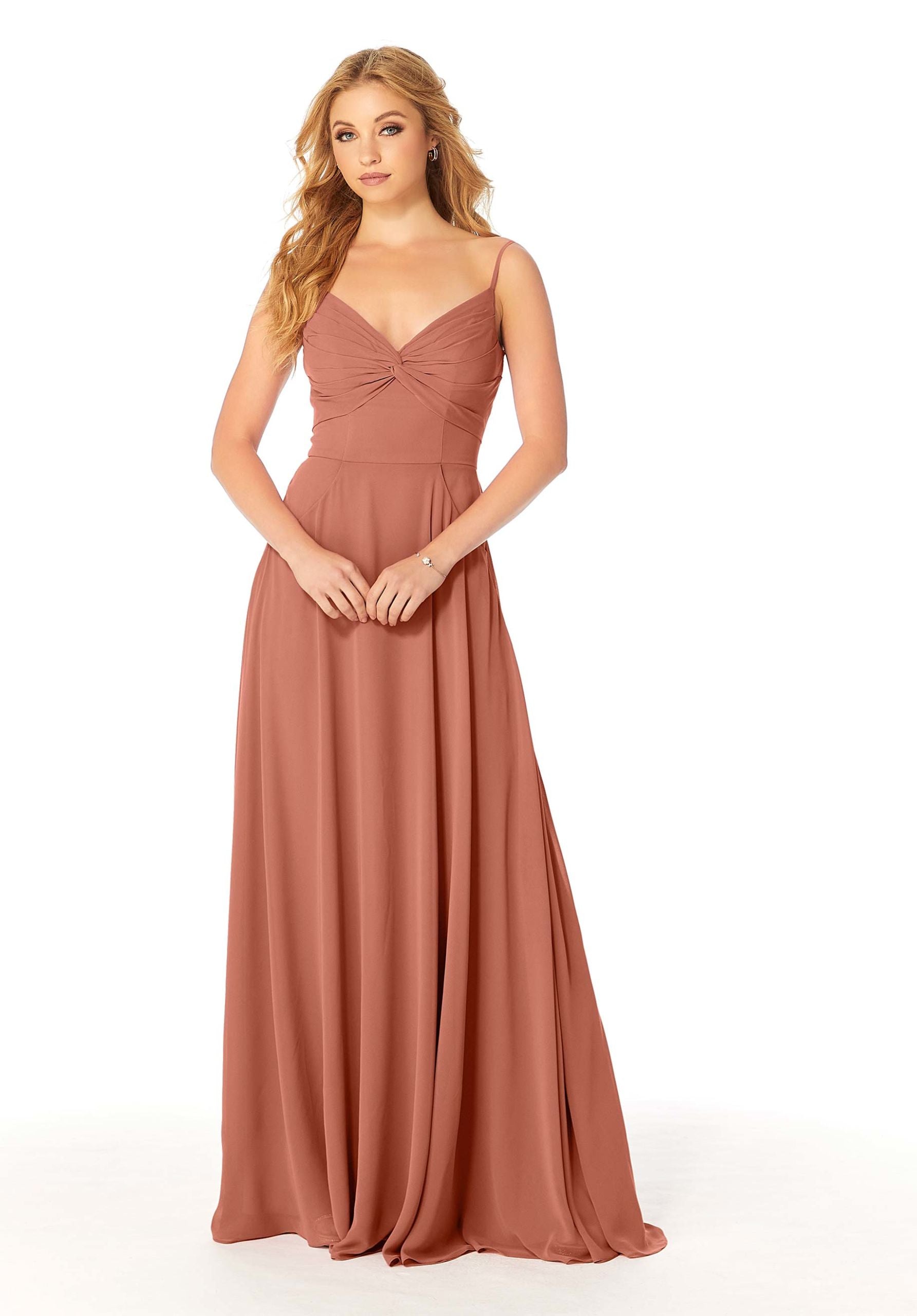 Formal Dresses Pleated Long A Line Formal Dress MGNY Madeline Gardner New York 21814 Spice