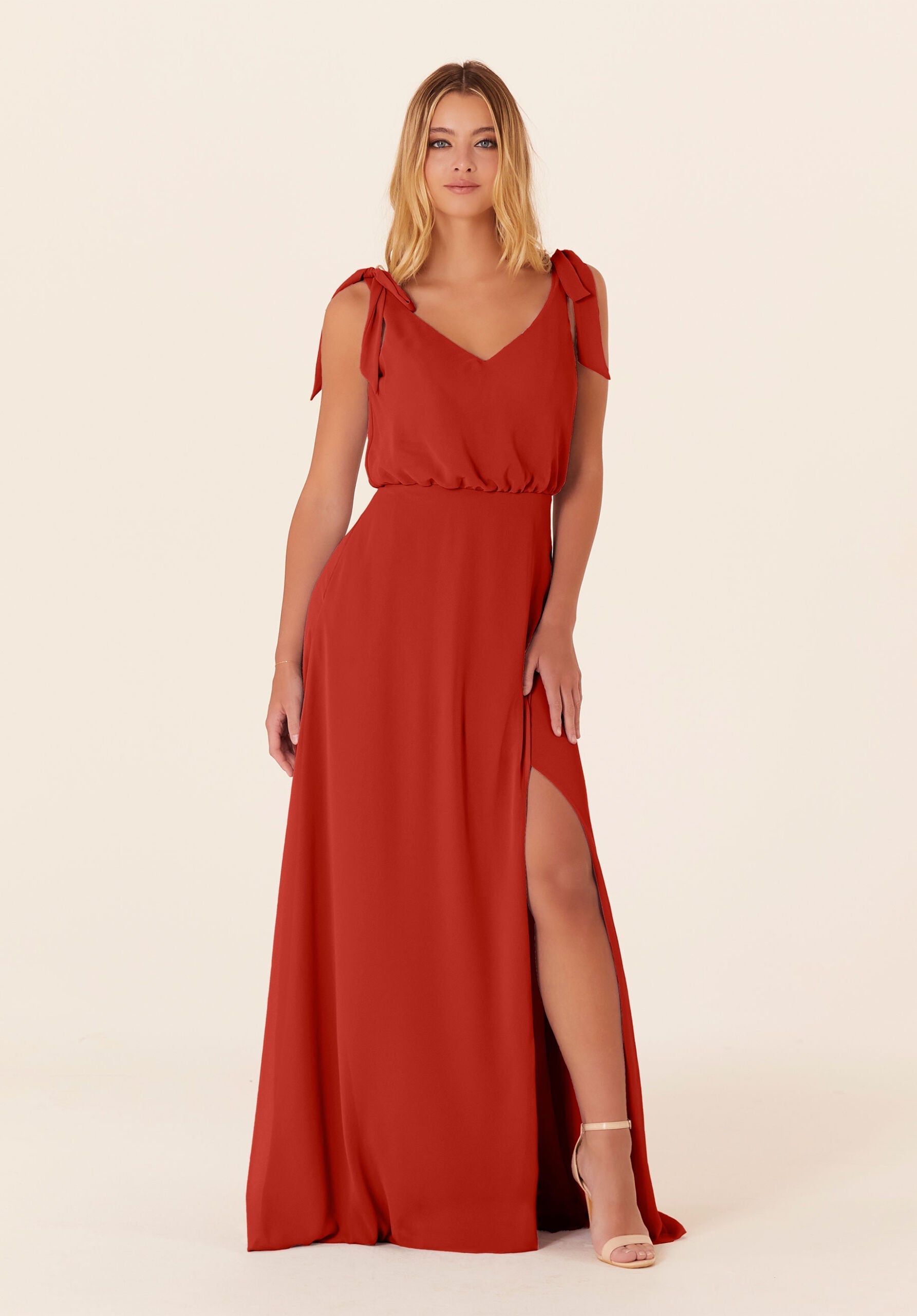 Formal Dresses Formal A Line Long Slit Evening Dress MGNY Madeline Gardner New York 21824 Cinnamon