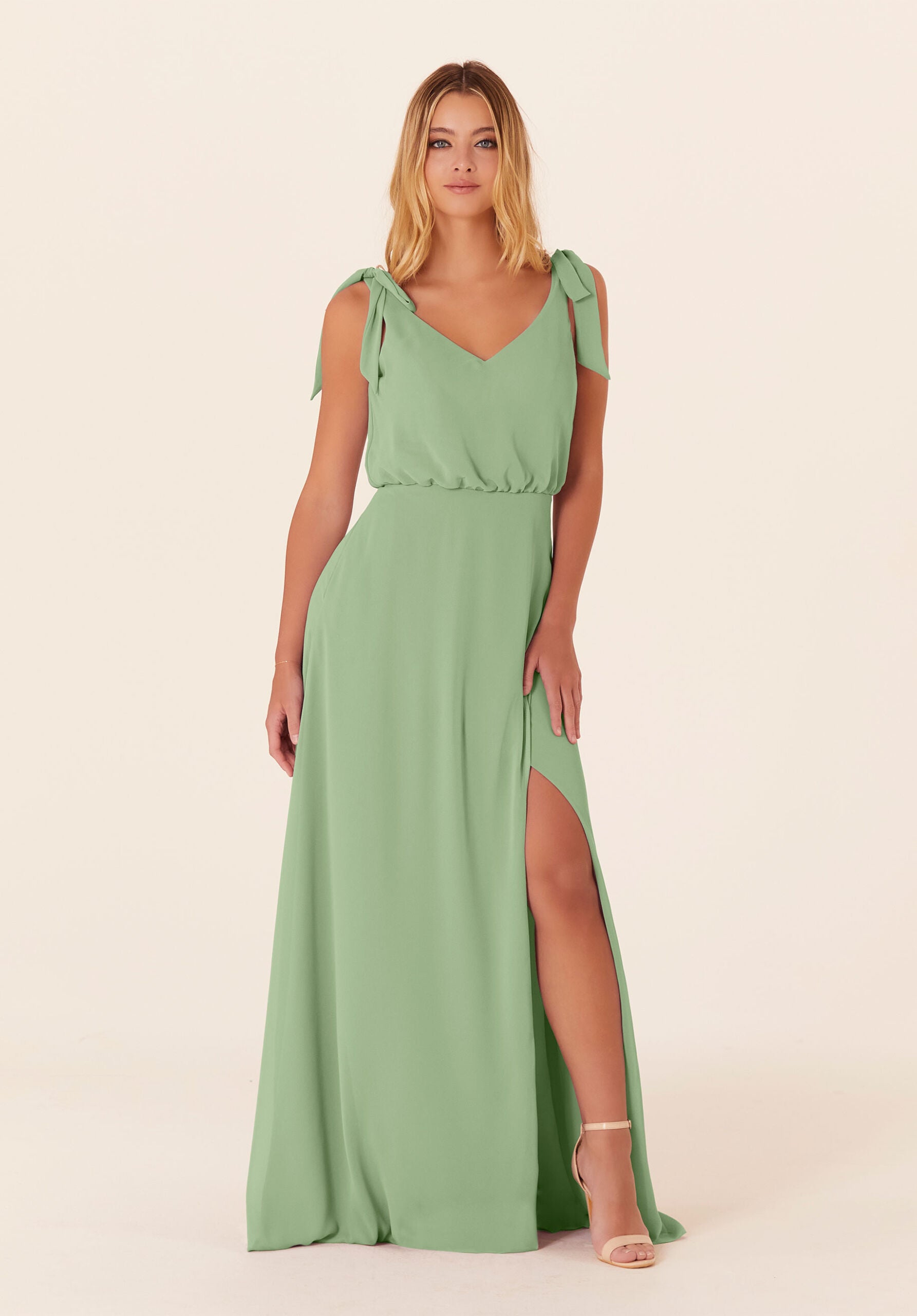 Formal Dresses Formal A Line Long Slit Evening Dress MGNY Madeline Gardner New York 21824 Sage