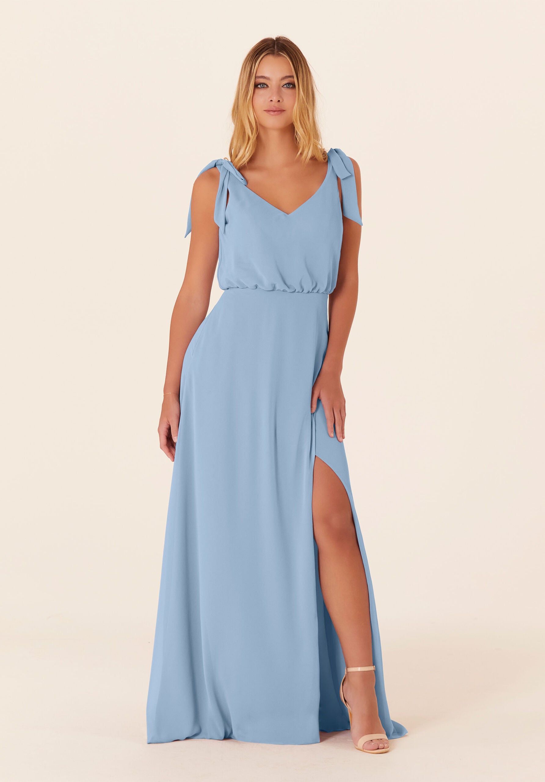 Formal Dresses Long Evening Slit A Line Formal Dress MGNY Madeline Gardner New York 21824 Cornflower