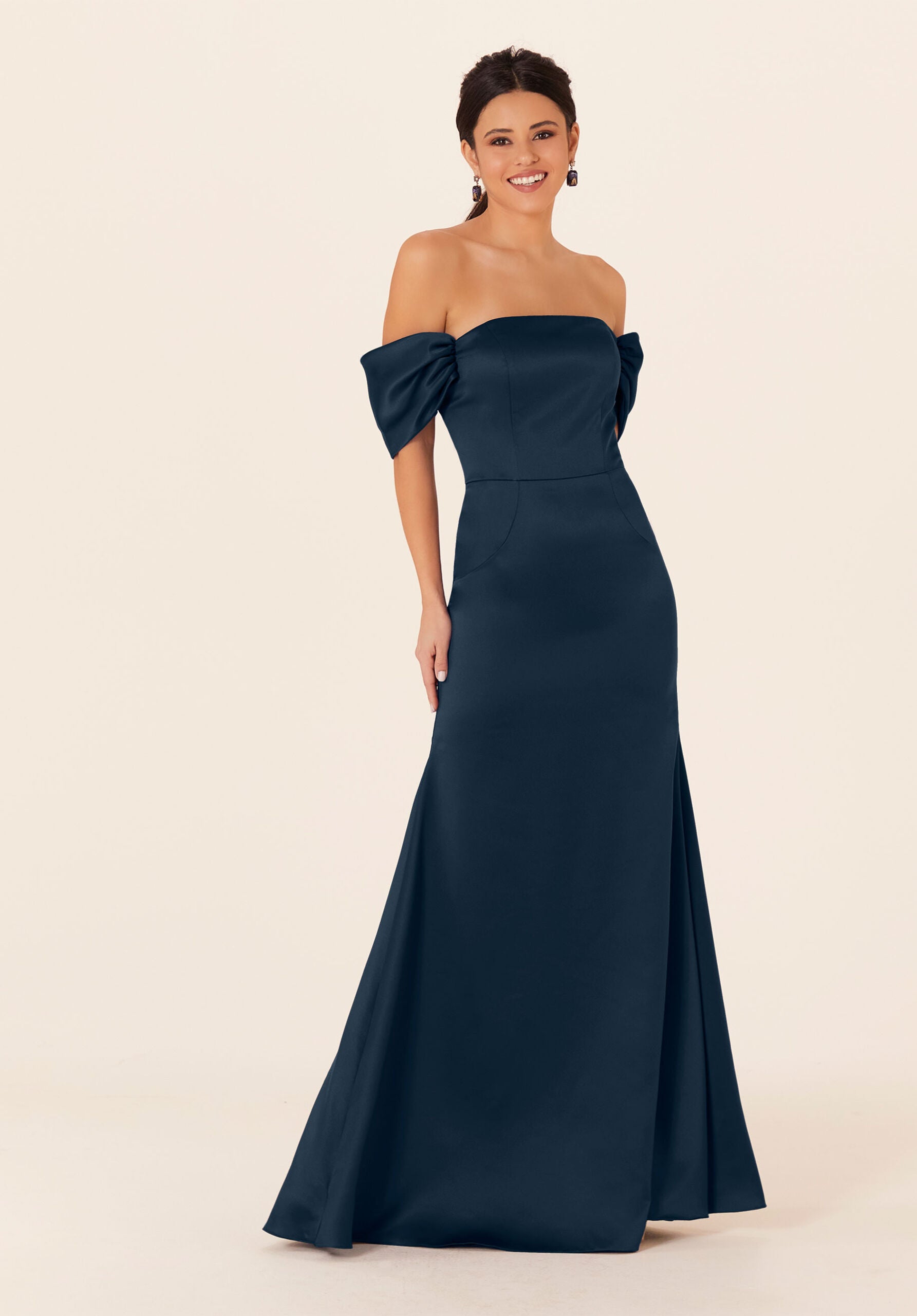 Formal Dresses Evening Fitted Long Formal Dress MGNY Madeline Gardner New York 21825 Navy