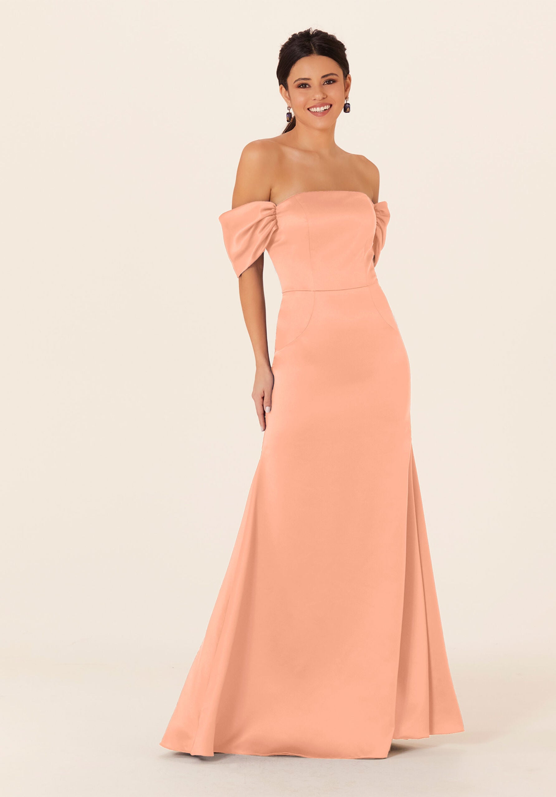 Formal Dresses Fitted Long Evening Formal Dress MGNY Madeline Gardner New York 21825 Peach