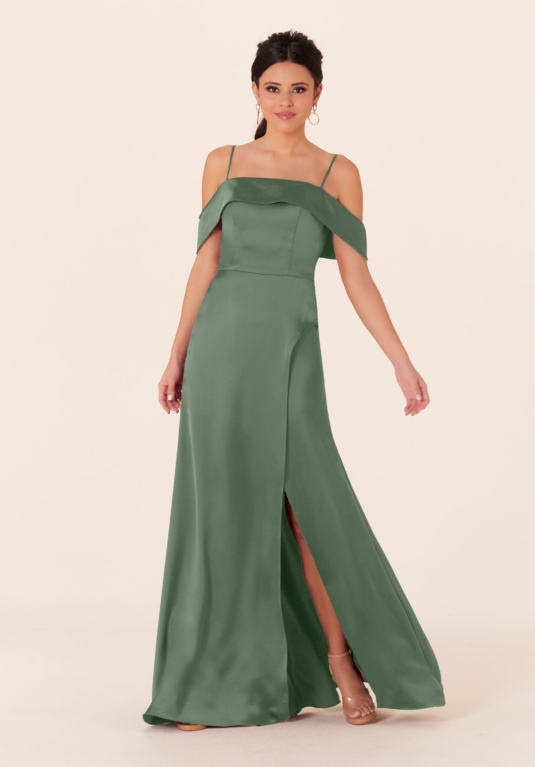 Formal Dresses Long Formal Slit Evening A Line Dress MGNY Madeline Gardner New York 21827 Moss