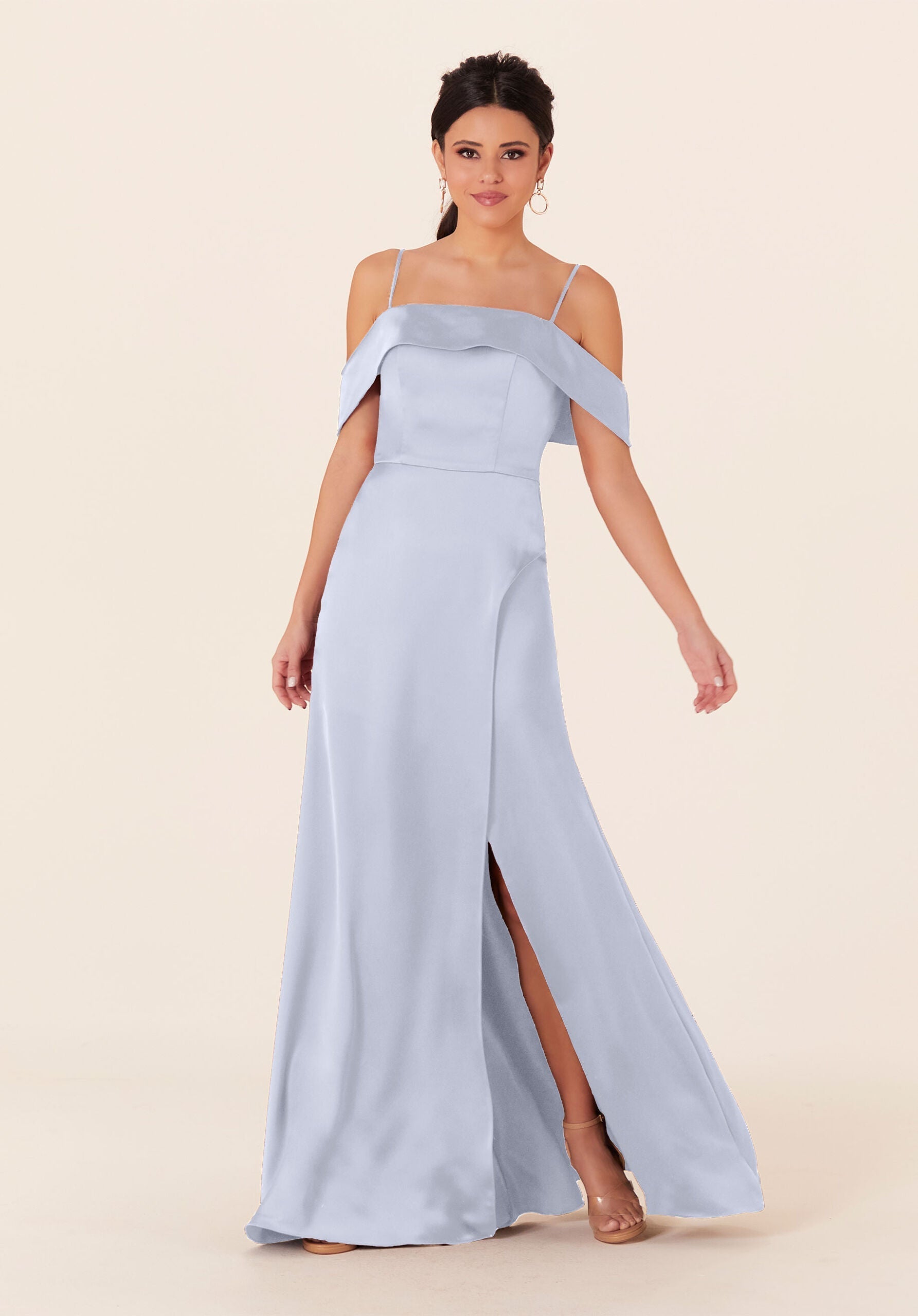 Formal Dresses Long Formal Slit Evening A Line Dress MGNY Madeline Gardner New York 21827 Fog