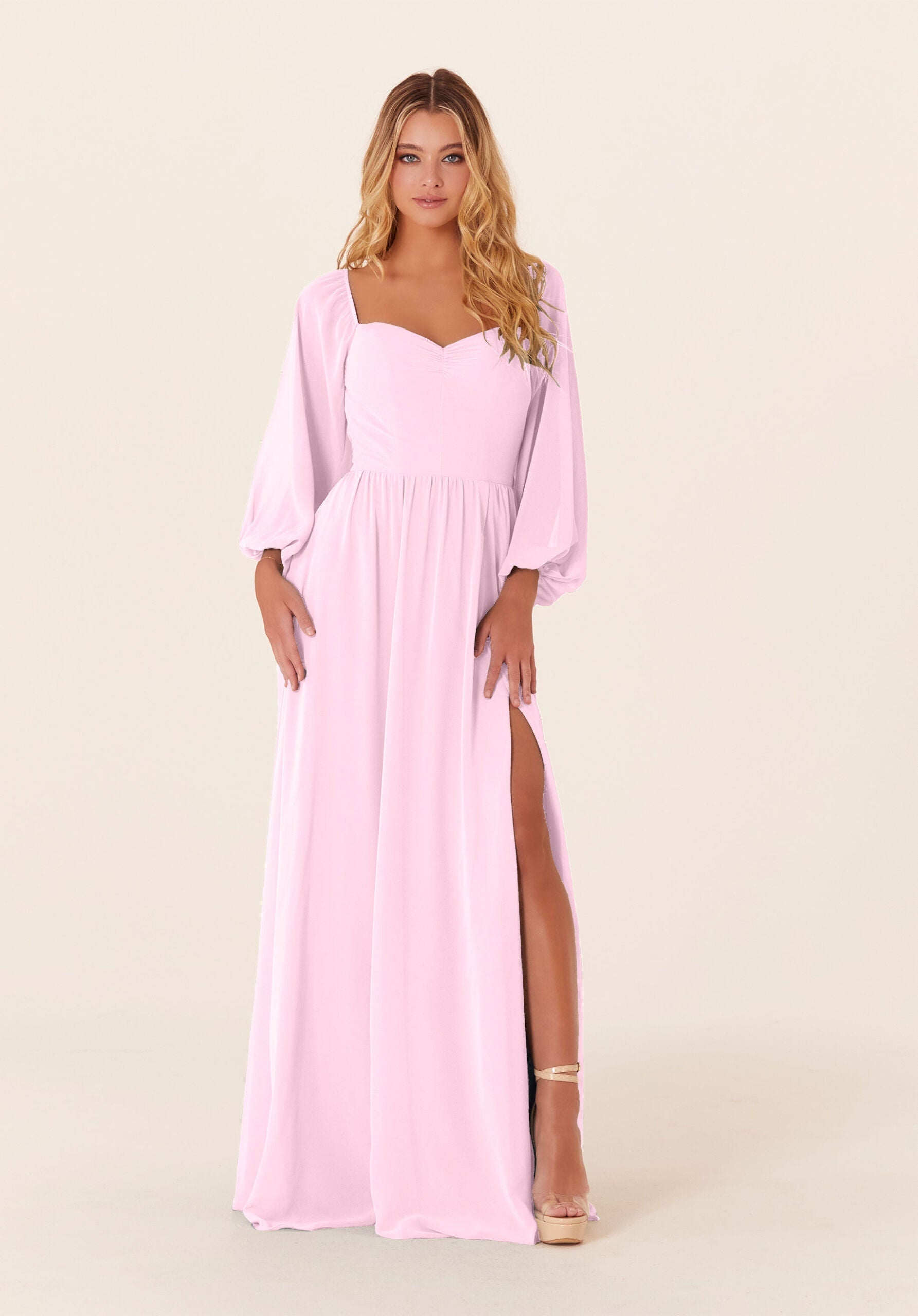Mother of the Bride Dresses Long Sleeve Long Formal Mother of the Bride Dress Blossom-Chiffon-21830-Pleated