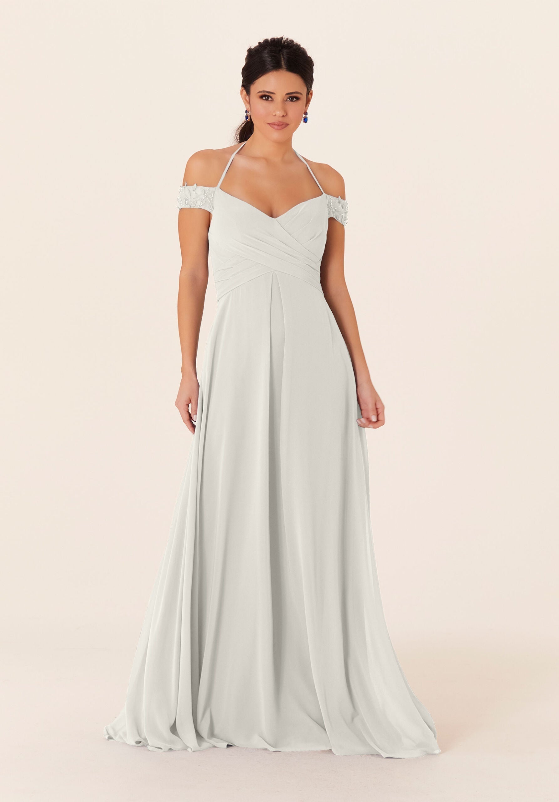 Wedding Dresses Pleated A Line Bridal Long Wedding Dress MGNY Madeline Gardner New York 21833 Ivory