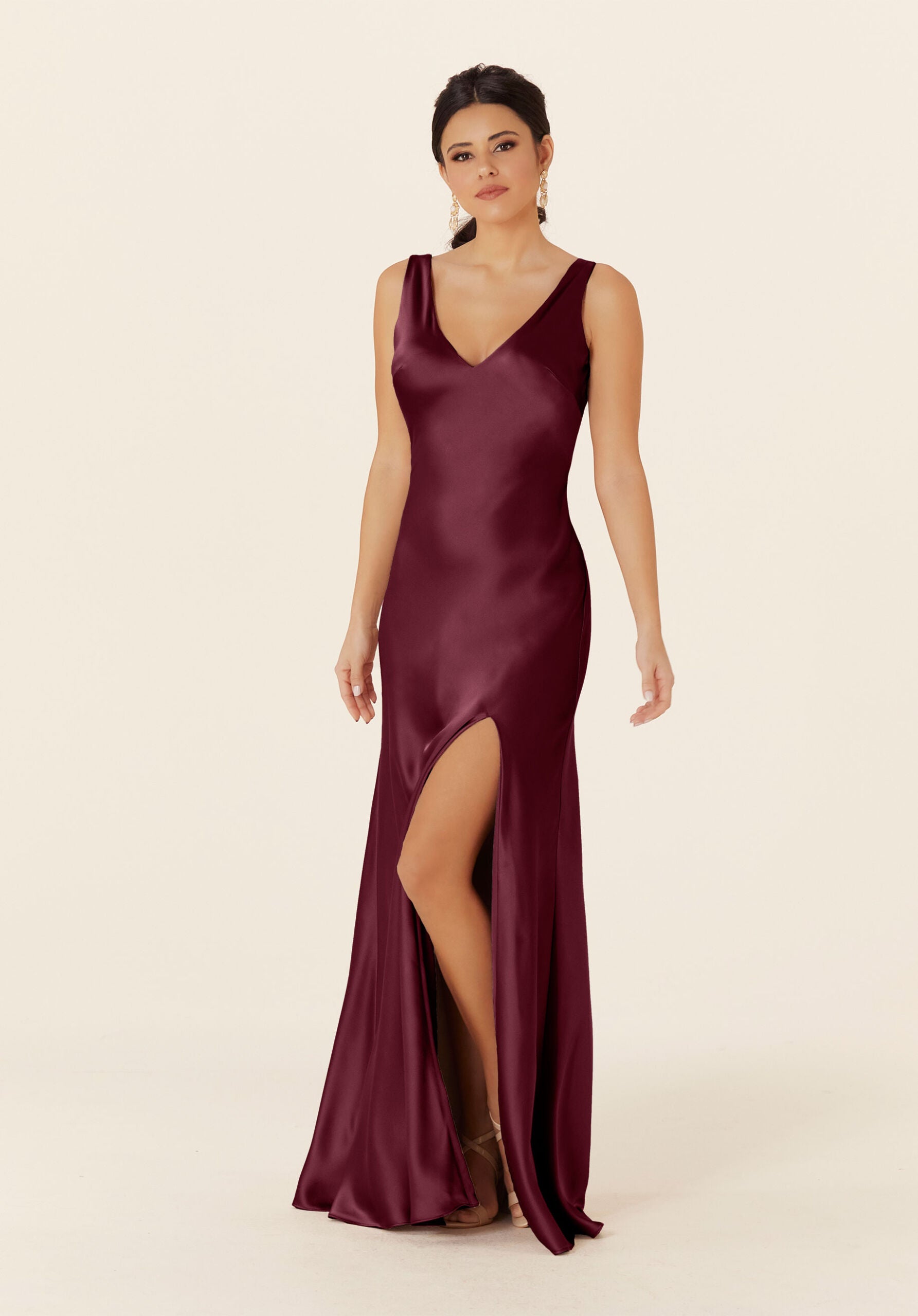 Formal Dresses Long Formal Evening Slit Dress MGNY Madeline Gardner New York 21835 Bordeaux