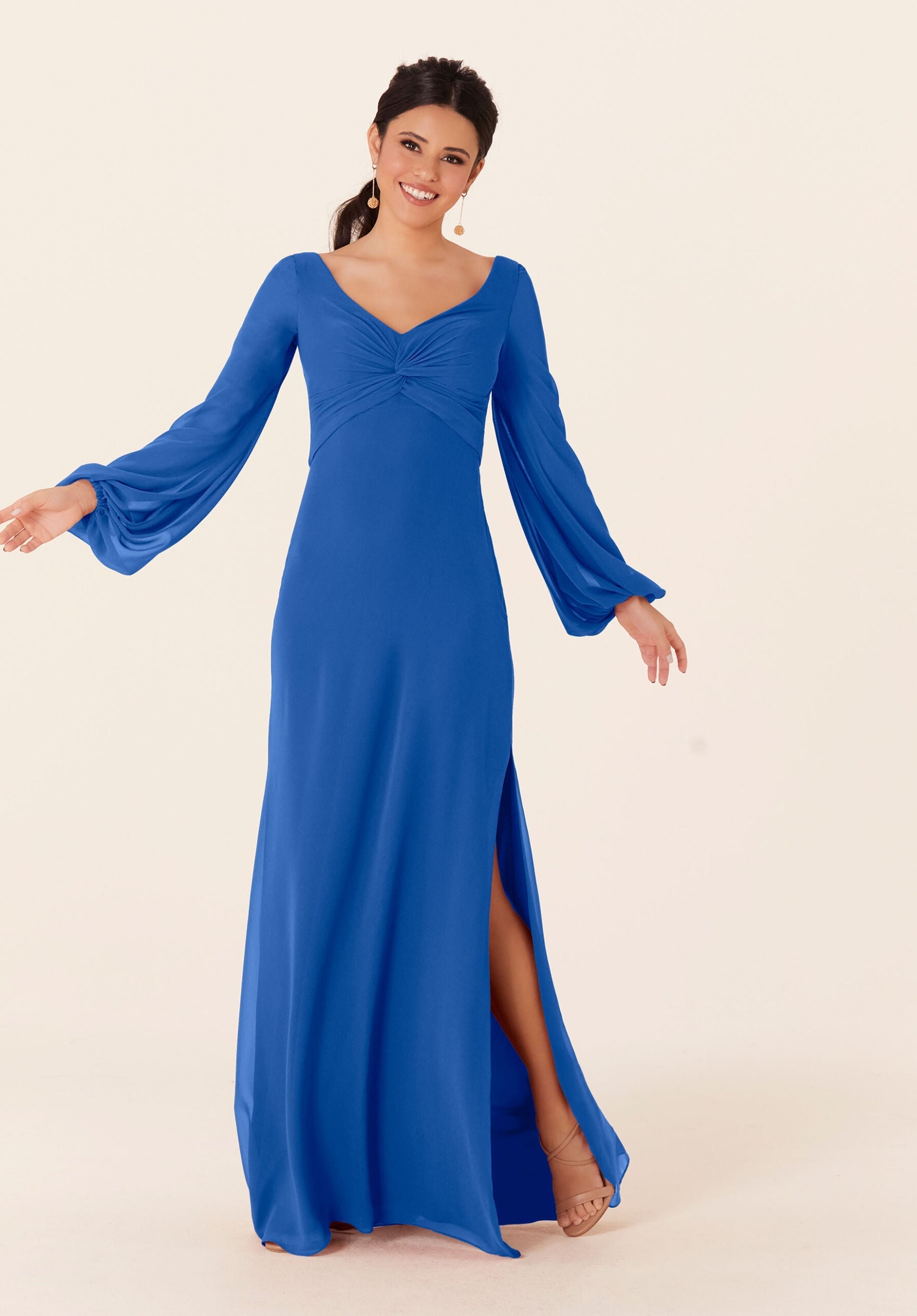 Mother of the Bride Dresses Long Sleeve Formal Slit Dress MGNY Madeline Gardner New York 21837 Amalfi