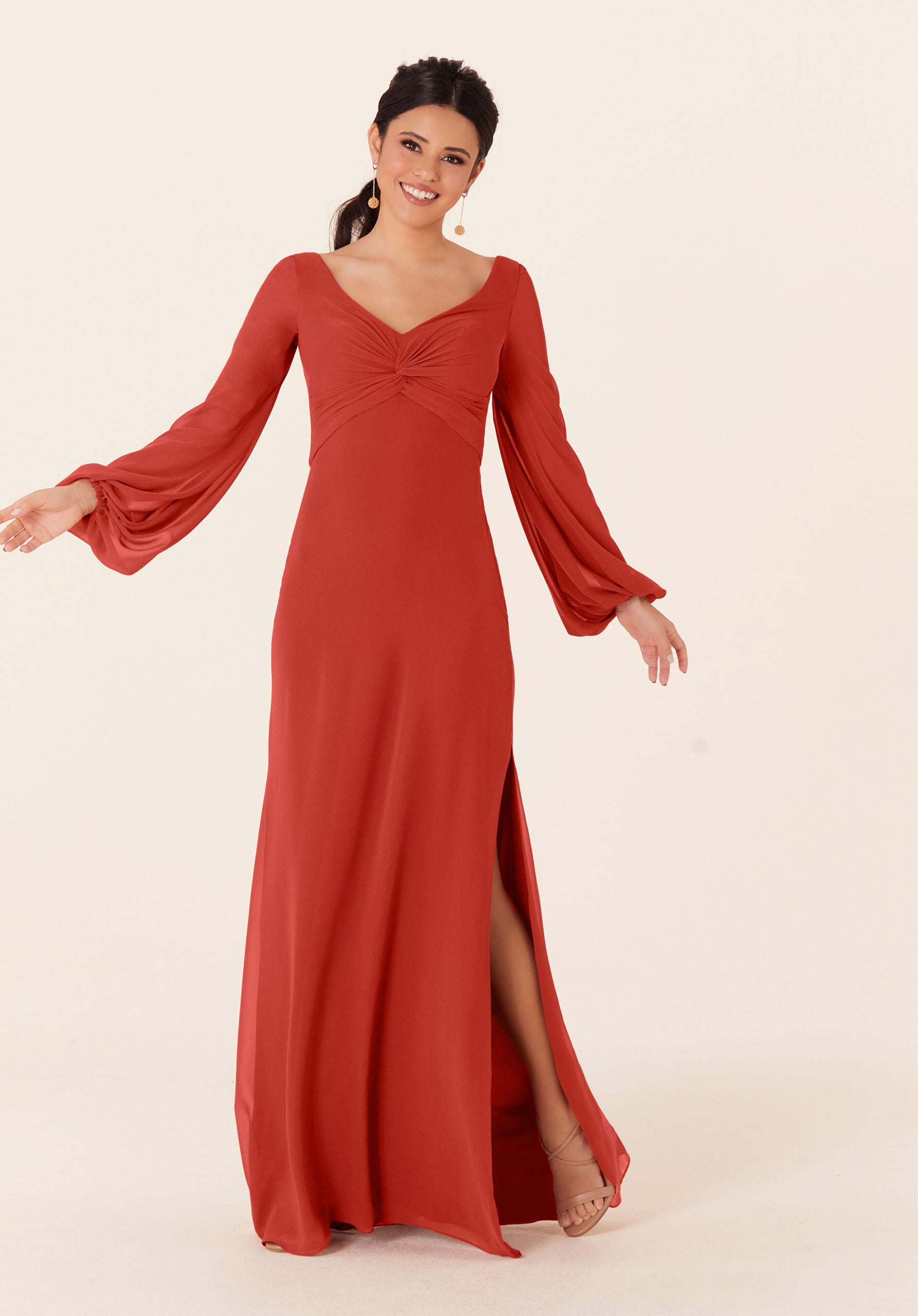 Mother of the Bride Dresses Formal Evening Long Sleeve Dress MGNY Madeline Gardner New York 21837 Cinnamon