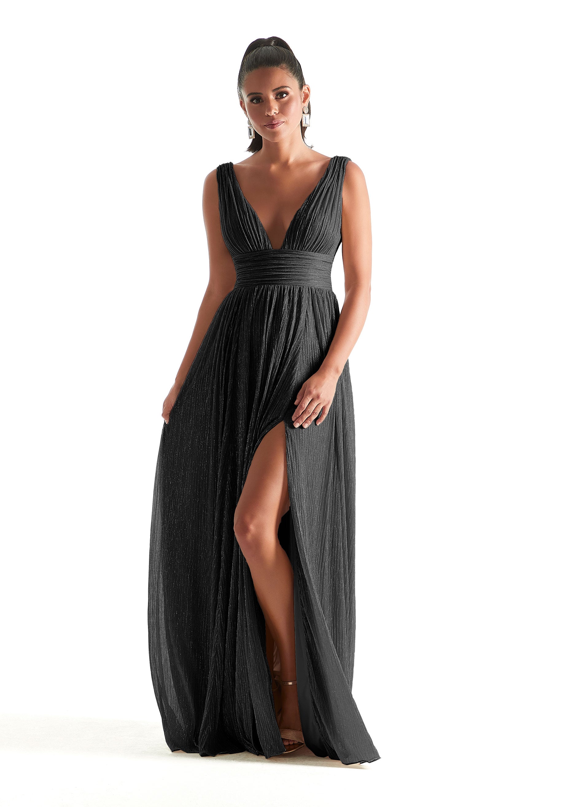 Prom Dresses Pleated A Line Long Formal Prom Dress Black