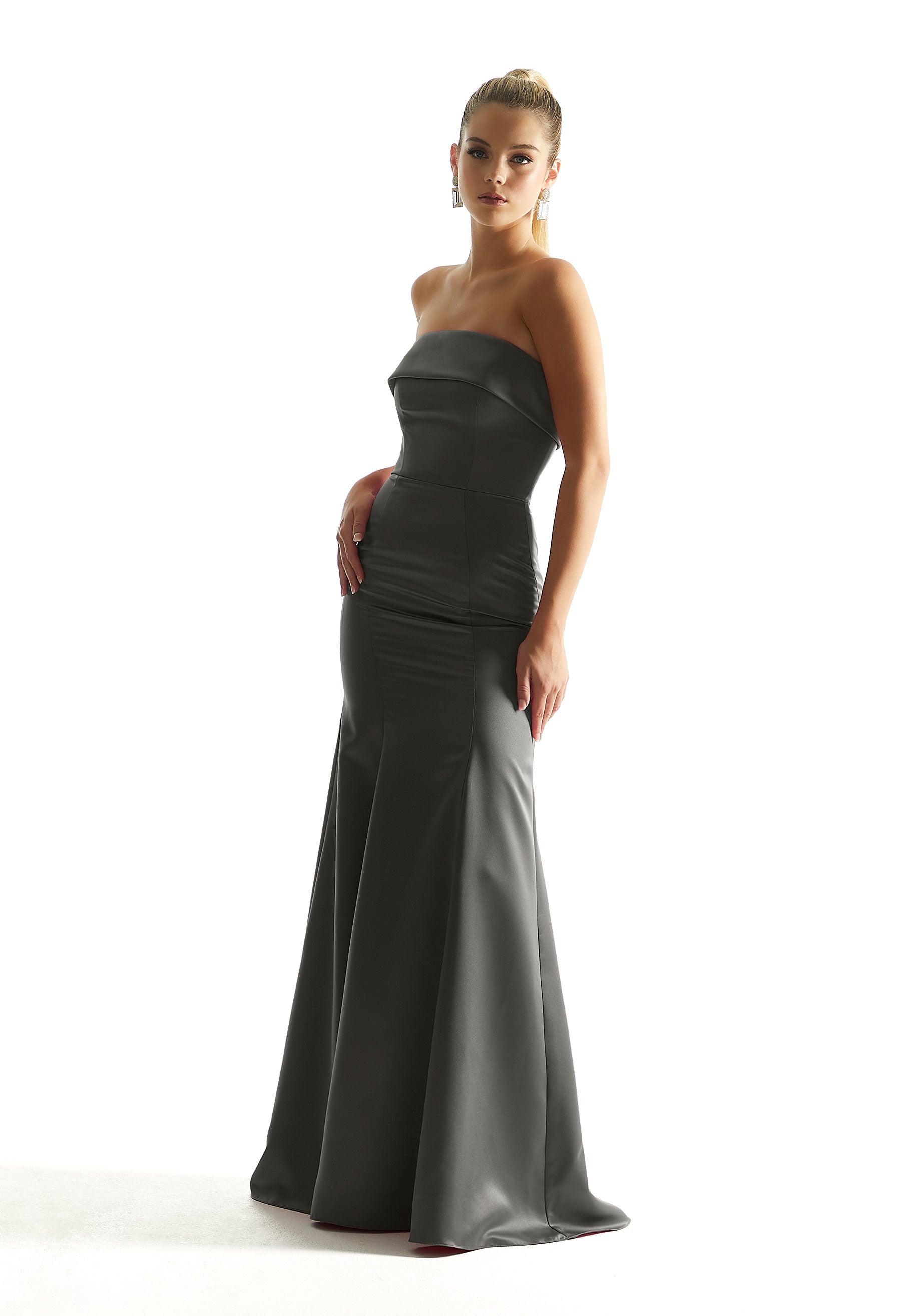 Formal Dresses Formal Evening Long Mermaid Dress MGNY Madeline Gardner New York 21849 Charcoal