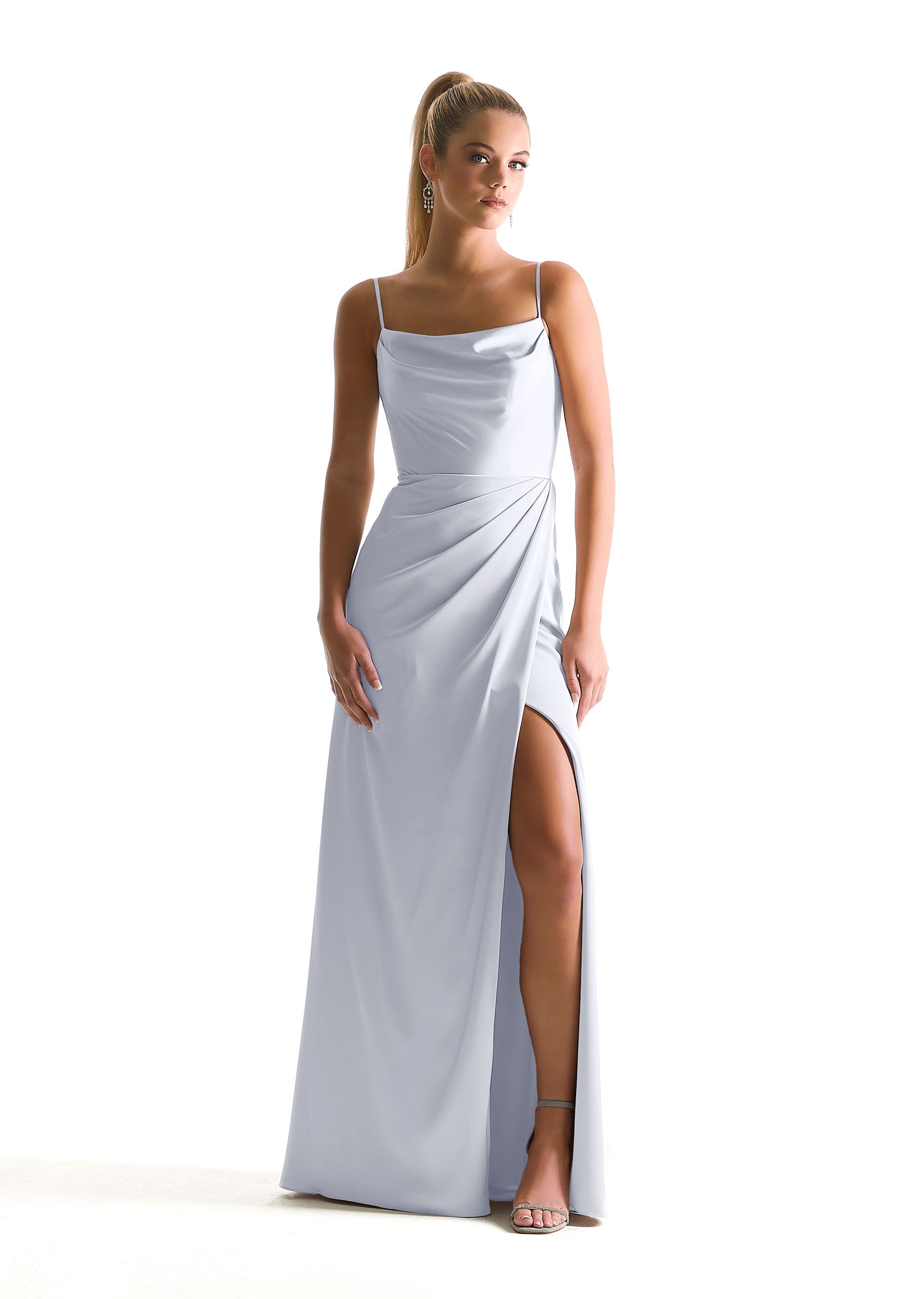 Formal Dresses Long Formal Slit A Line Dress MGNY Madeline Gardner New York 21856 Fog