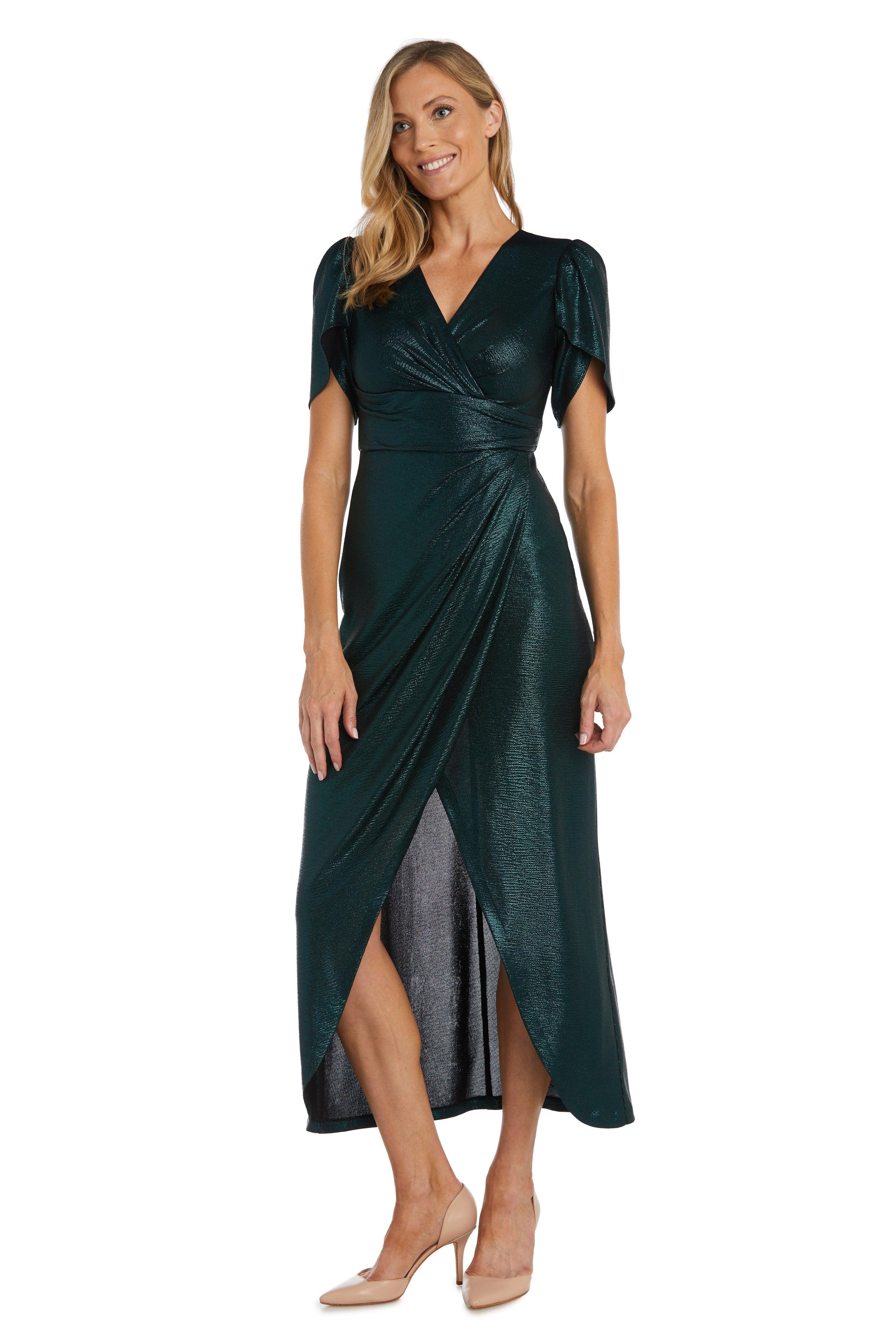 Black/Emerald Nightway Long Formal Petite Evening Dress 21977P
